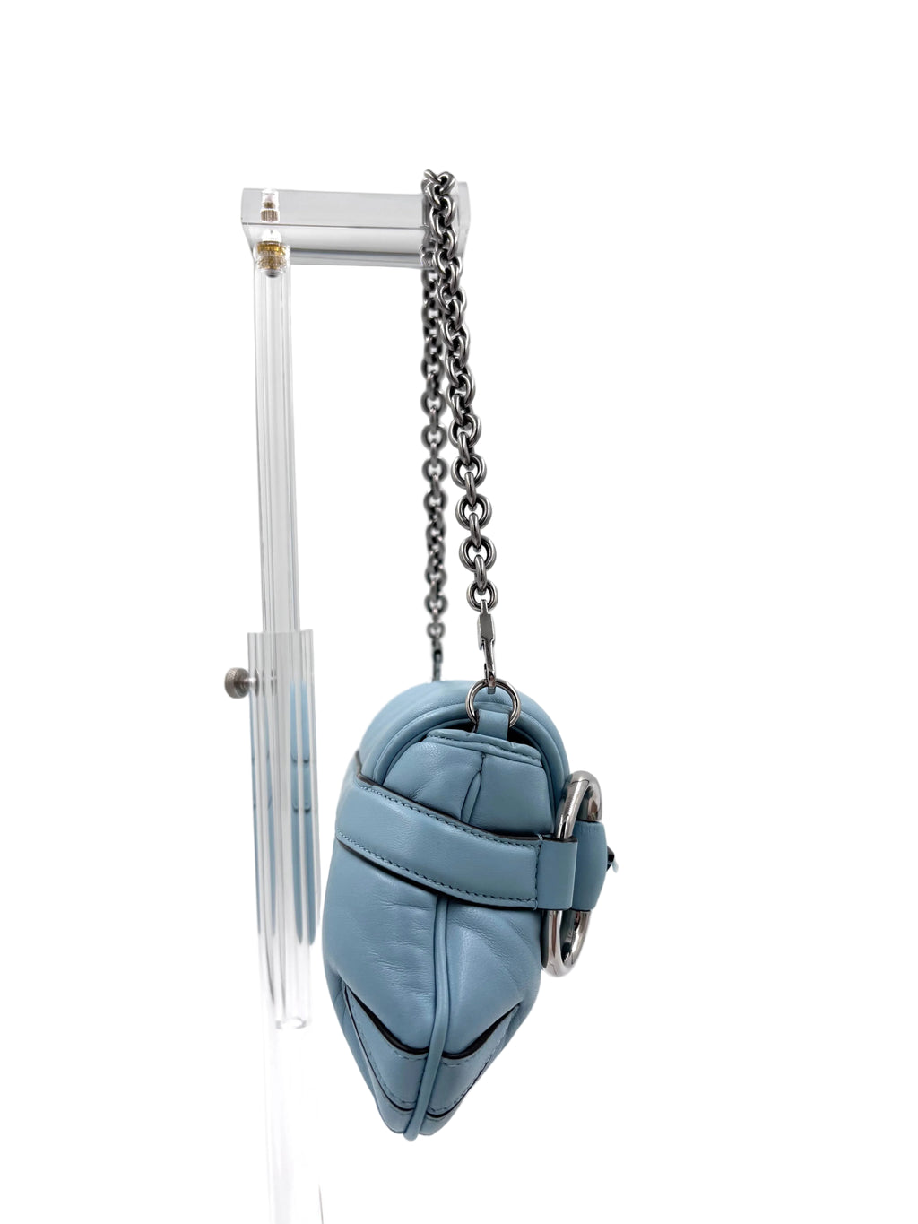 Pre-owned Gucci Horsebit Quilted Leather Shoulder Bag Light Blue - Authenticated