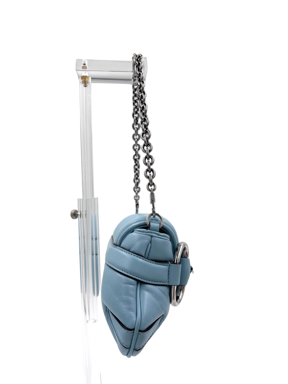Pre-owned Gucci Horsebit Quilted Leather Shoulder Bag Light Blue - Authenticated