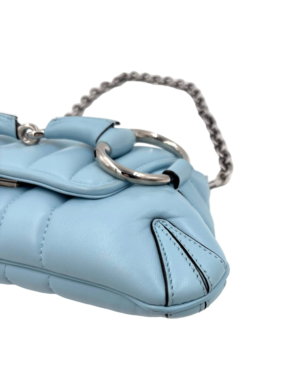 Pre-owned Gucci Horsebit Quilted Leather Shoulder Bag Light Blue - Authenticated