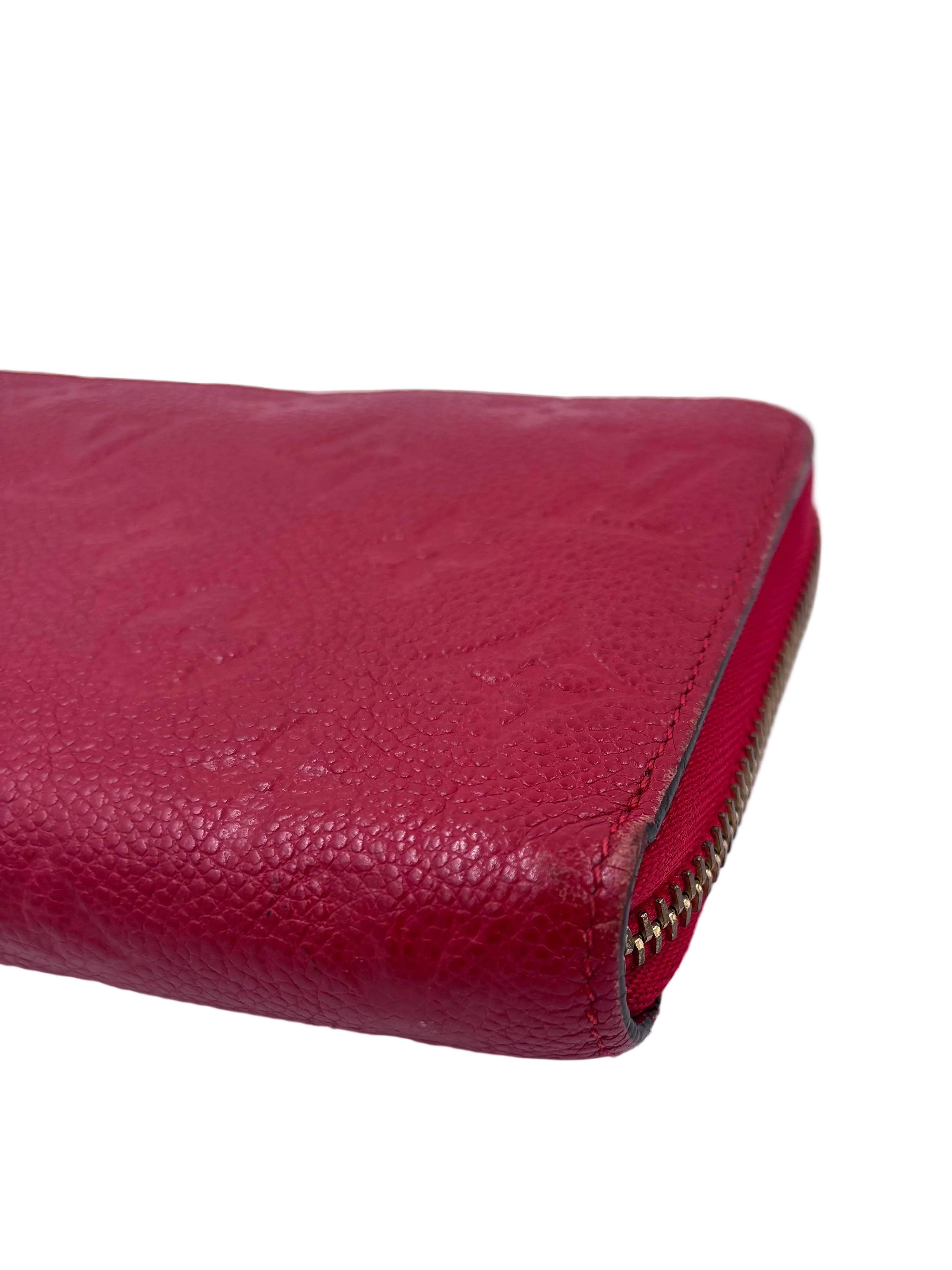 Pre-owned Louis Vuitton Monogram Empreinte Zippy Wallet Red - Authenticated