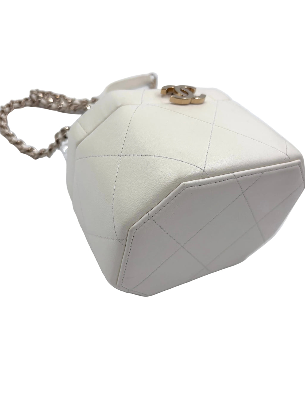 Pre-owned Chanel Vanity Case Small White Quilted Lambskin Top Handle Bag - Authenticated