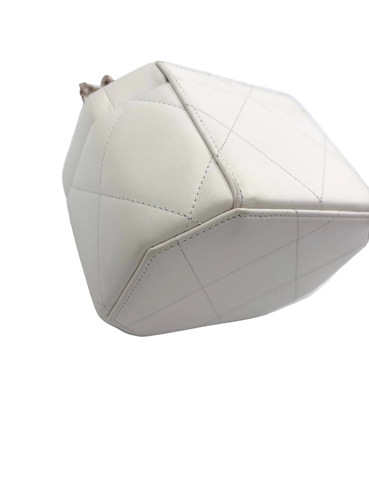 Pre-owned Chanel Vanity Case Small White Quilted Lambskin Top Handle Bag - Authenticated