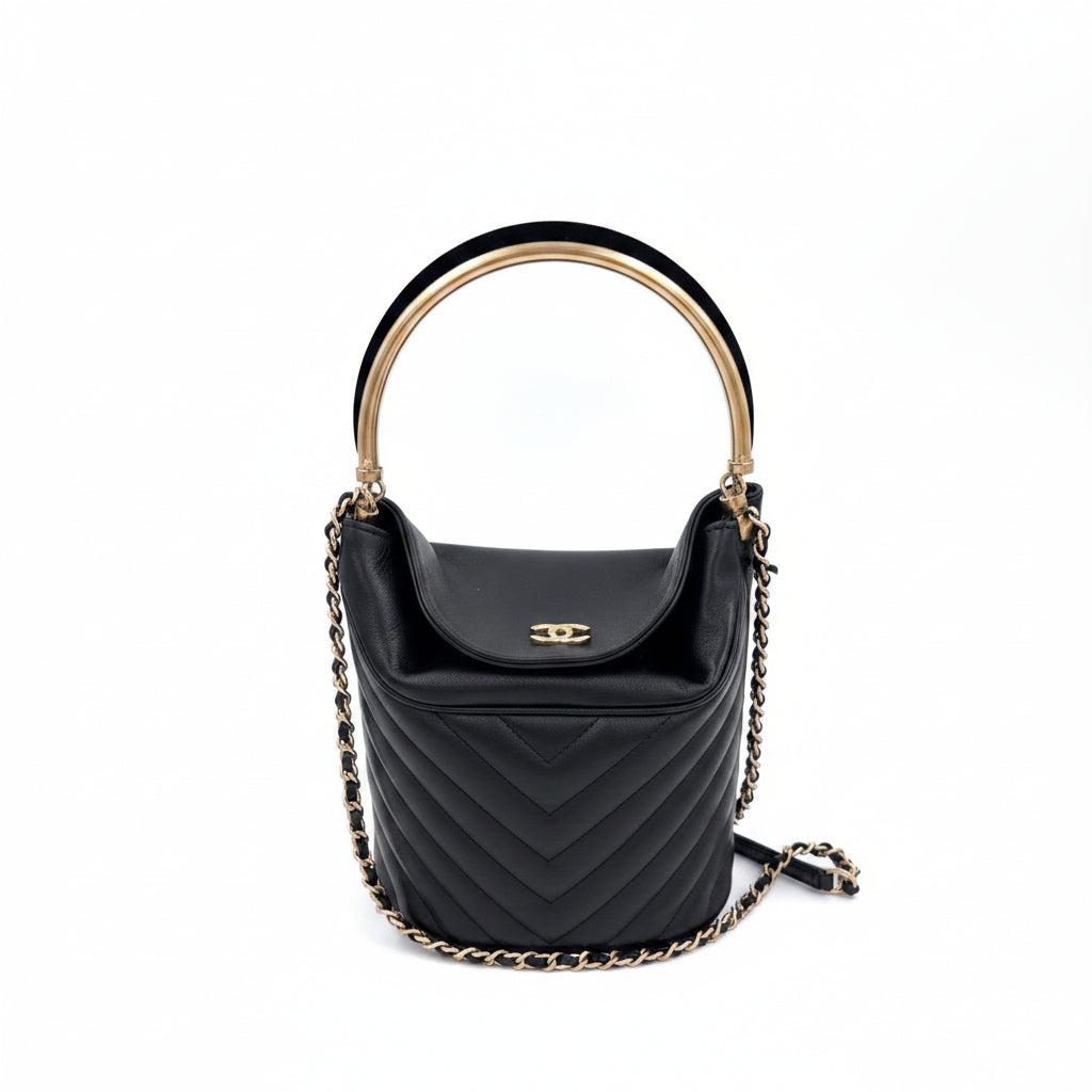 Pre-owned Chanel Handle with Chic Bucket Bag - Authenticated