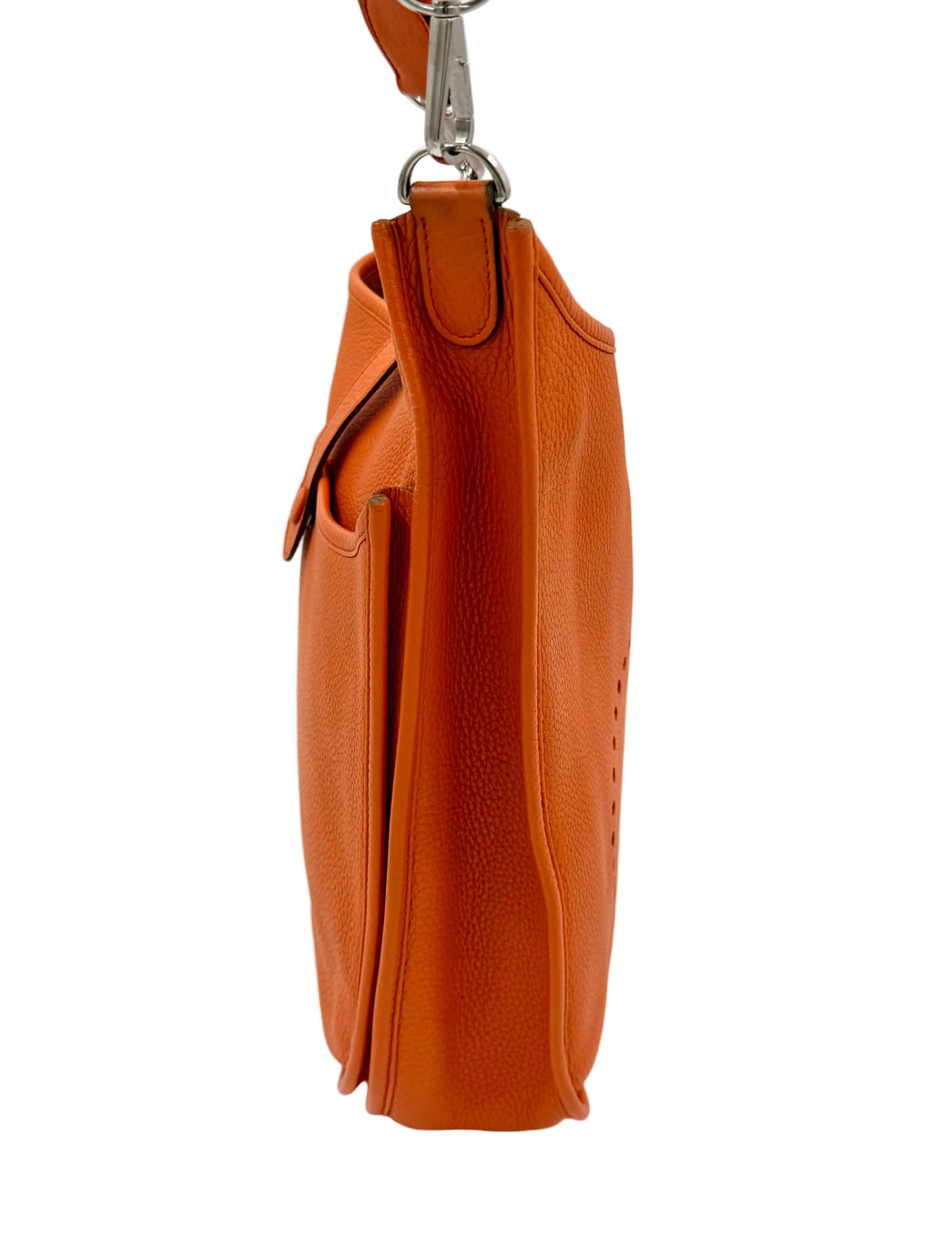 Pre-owned Hermès Evelyne GM Orange Calfskin Bag with Palladium Hardware - Authenticated