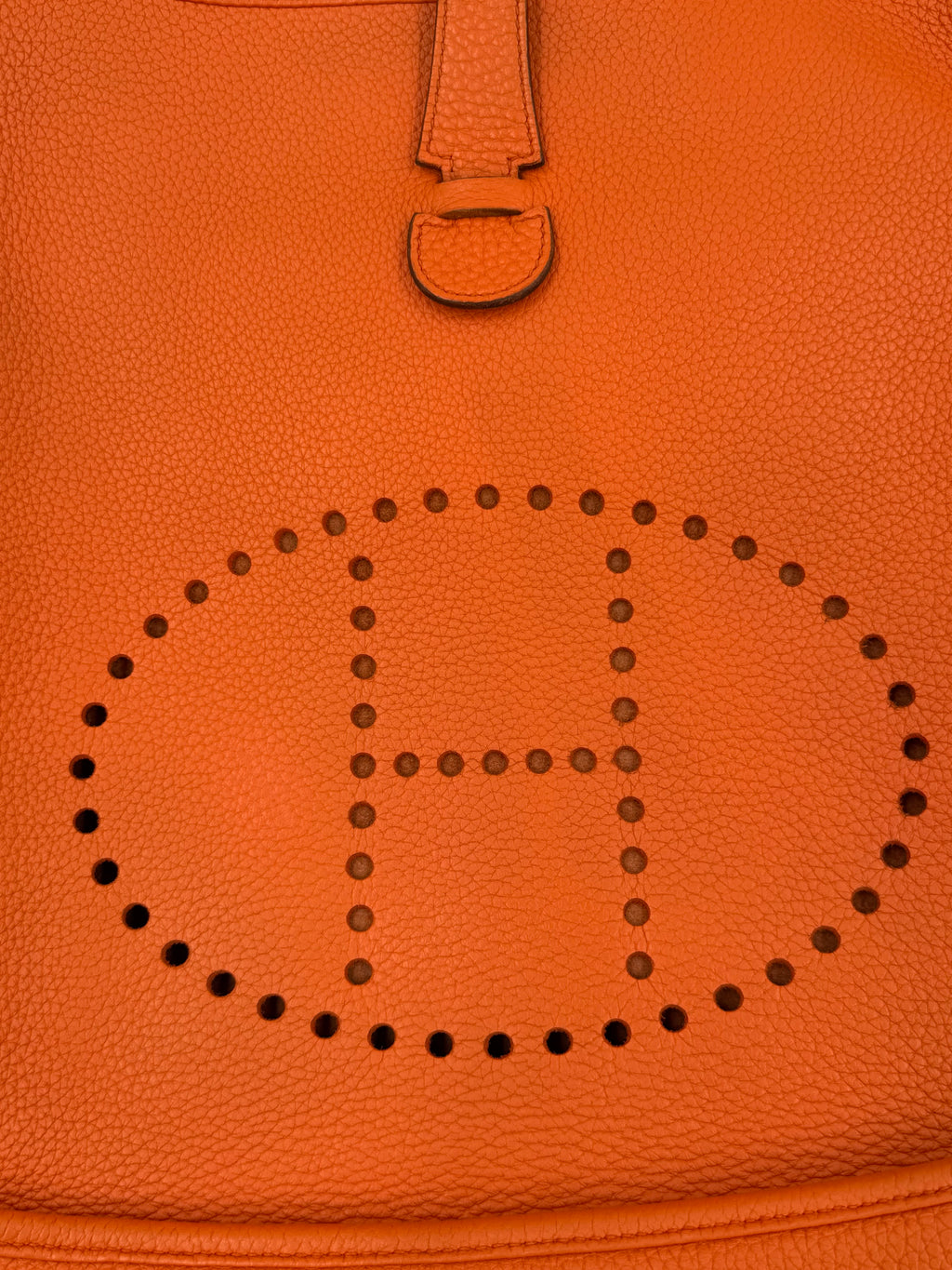 Pre-owned Hermès Evelyne GM Orange Calfskin Bag with Palladium Hardware - Authenticated