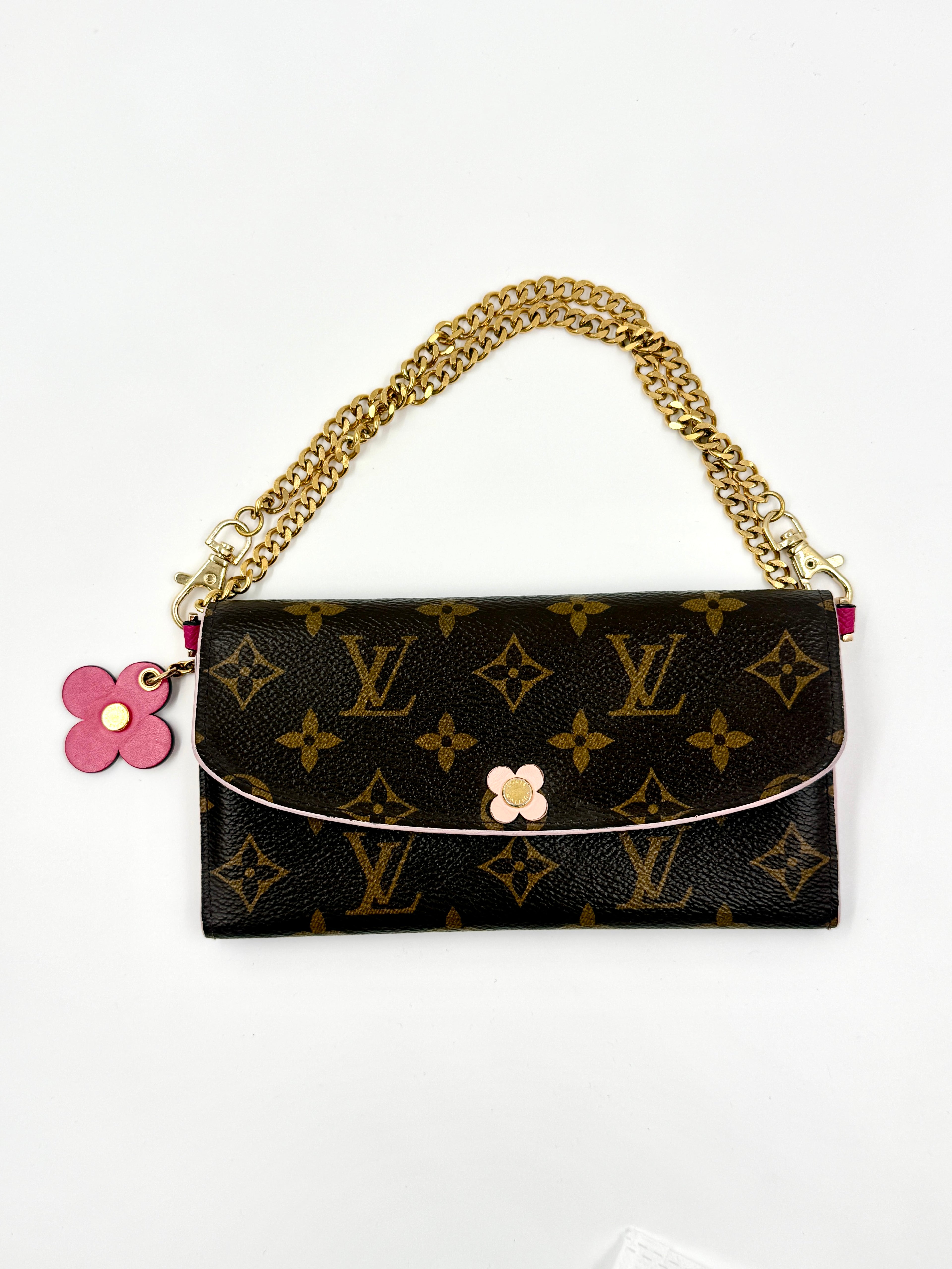 Pre-Owned LOUIS VUITTON Monogram Bloom Flower Emilie Wallet Chain and Insert - Authenticated