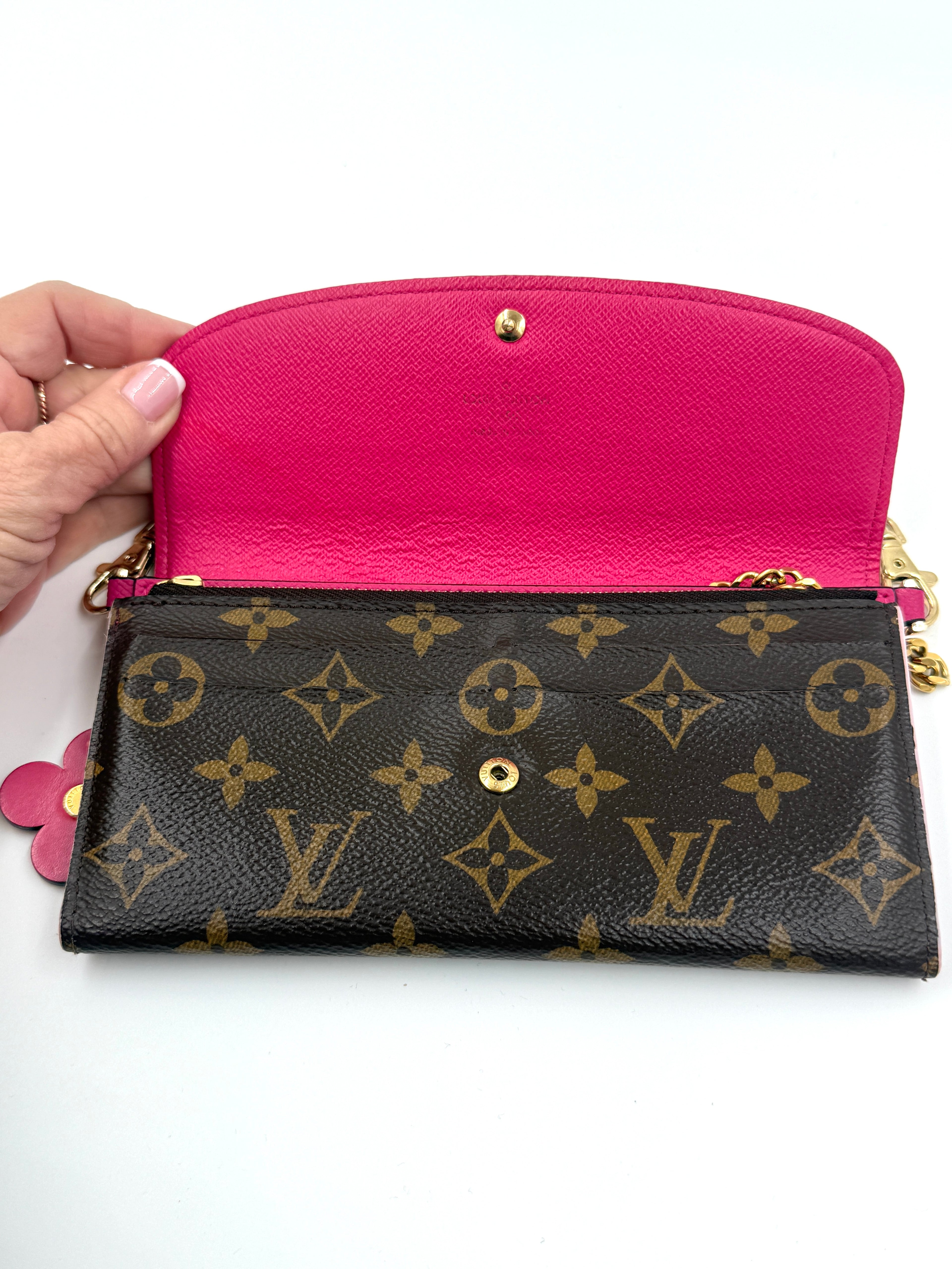 Pre-Owned LOUIS VUITTON Monogram Bloom Flower Emilie Wallet Chain and Insert - Authenticated