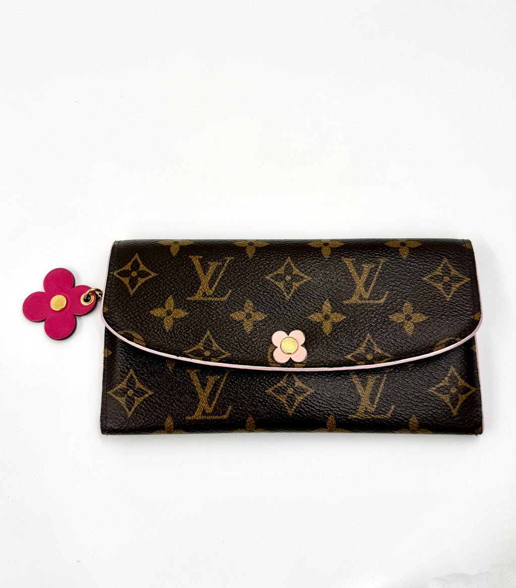 Pre-Owned LOUIS VUITTON Monogram Bloom Flower Emilie Wallet Chain and Insert - Authenticated