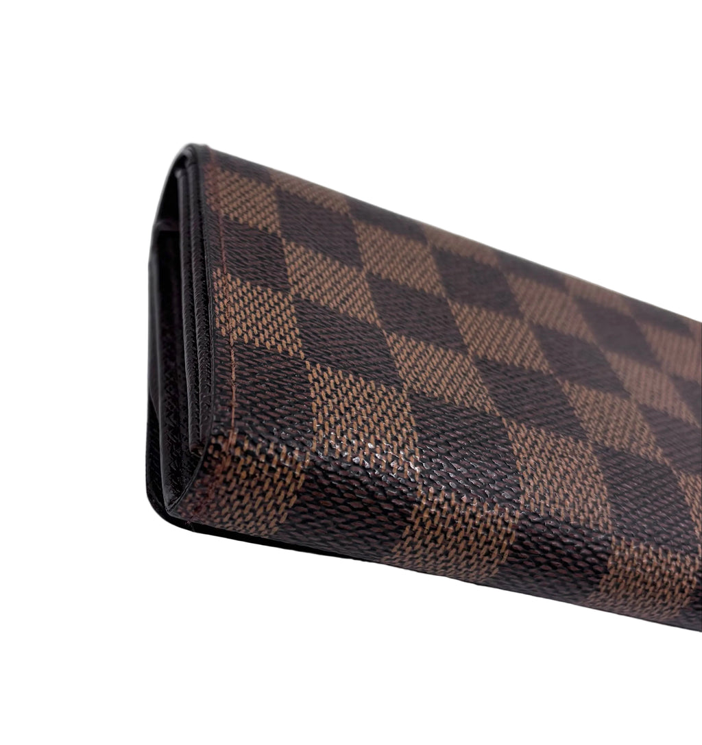 Pre-owned Louis Vuitton Damier Ebene Porte-Monnaie Billets Trésor Wallet