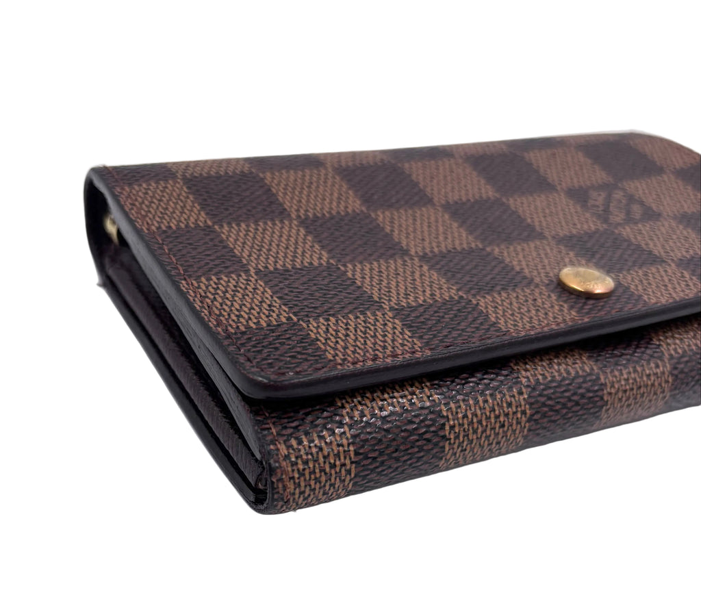 Pre-owned Louis Vuitton Damier Ebene Porte-Monnaie Billets Trésor Wallet