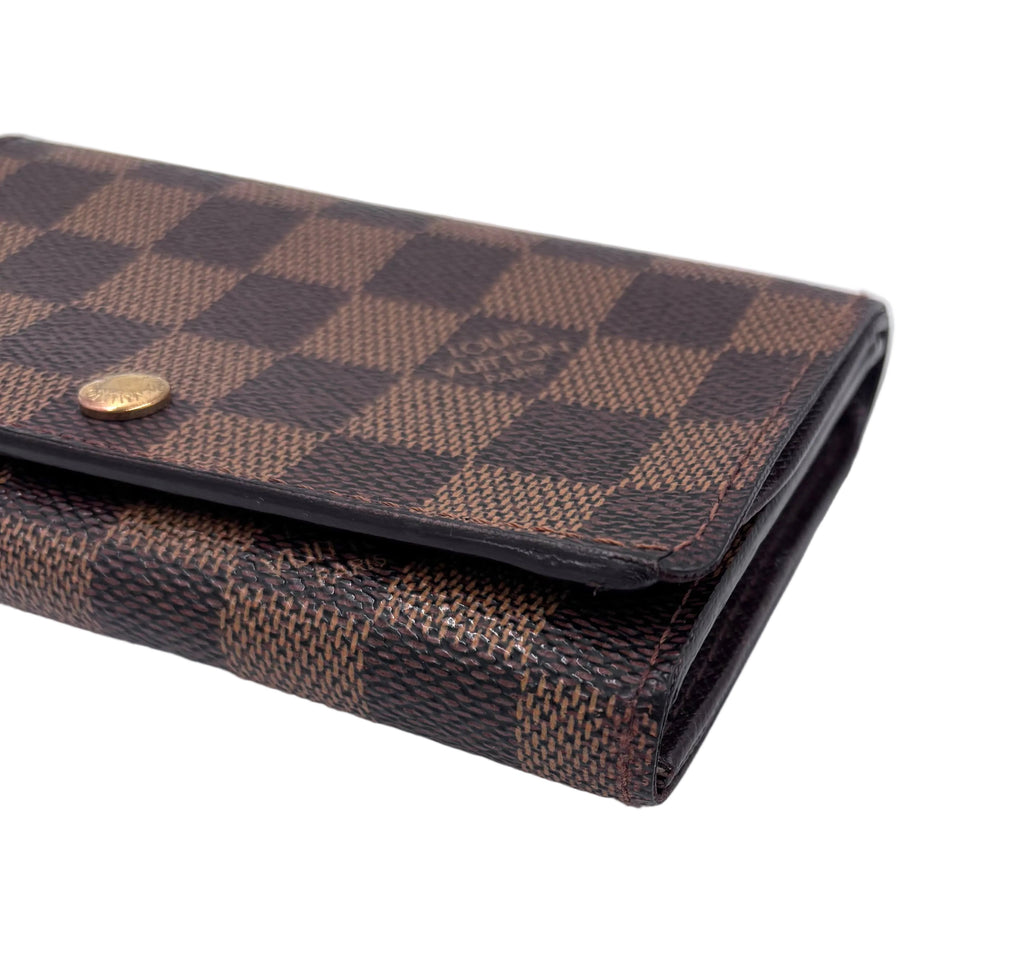 Pre-owned Louis Vuitton Damier Ebene Porte-Monnaie Billets Trésor Wallet