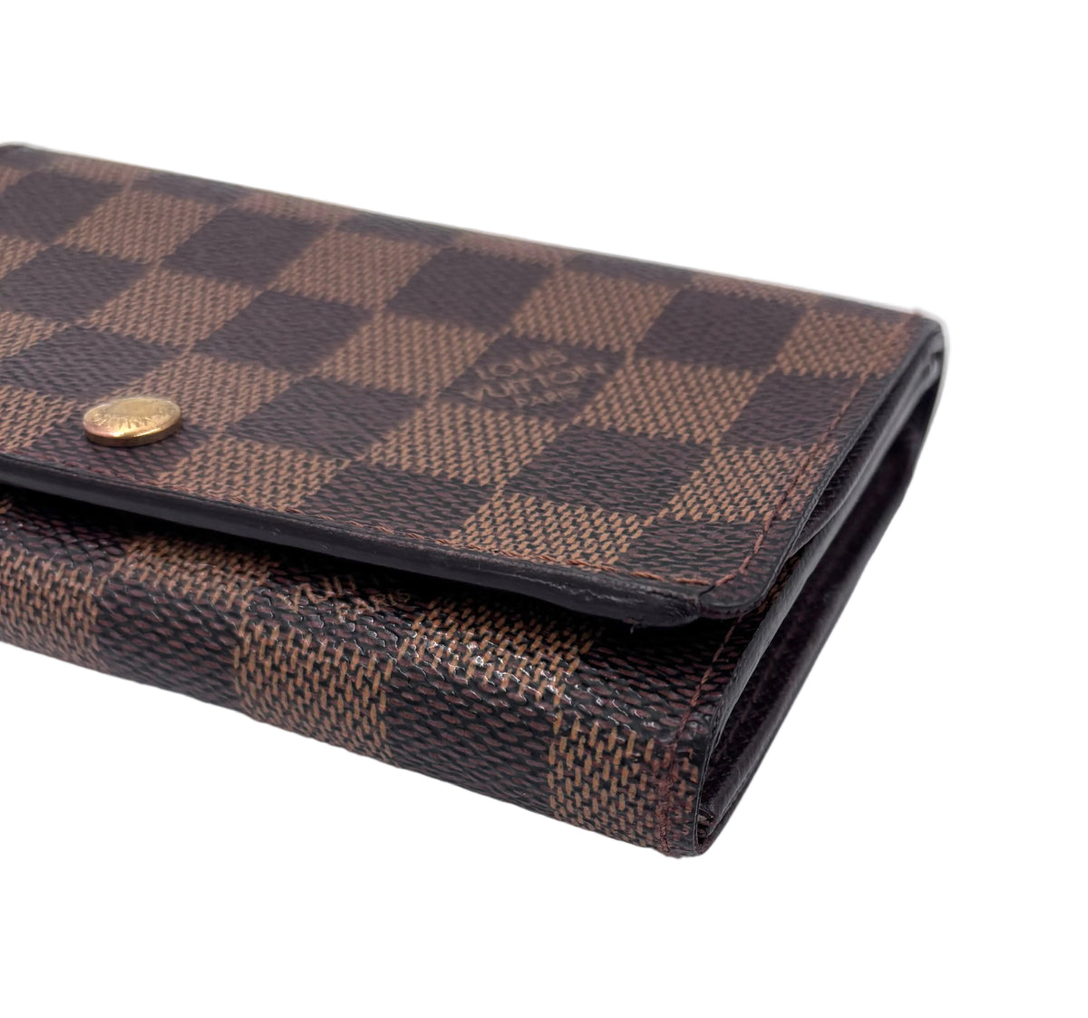 Pre-owned Louis Vuitton Damier Ebene Porte-Monnaie Billets Trésor Wallet