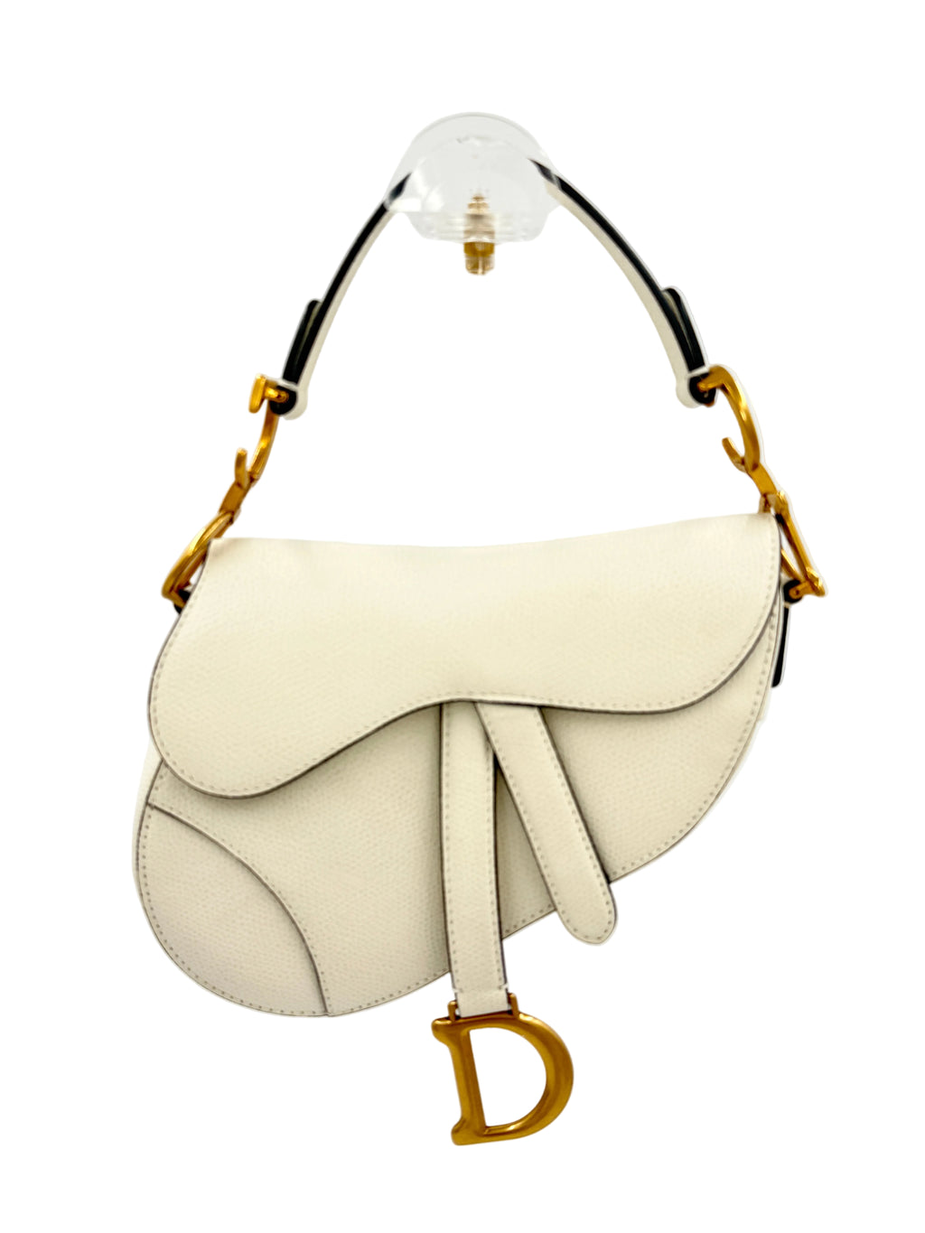 Pre-Owned Christian Dior Mini Saddle Bag - Ivory with Brushed Gold Hardware - Authenticated