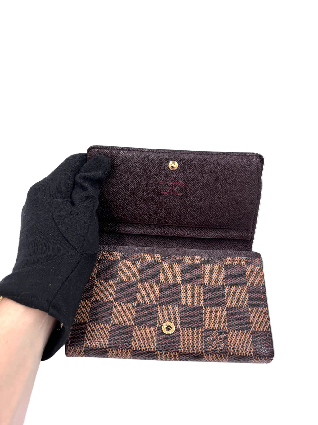 Pre-owned Louis Vuitton Damier Ebene Porte-Monnaie Billets Trésor Wallet