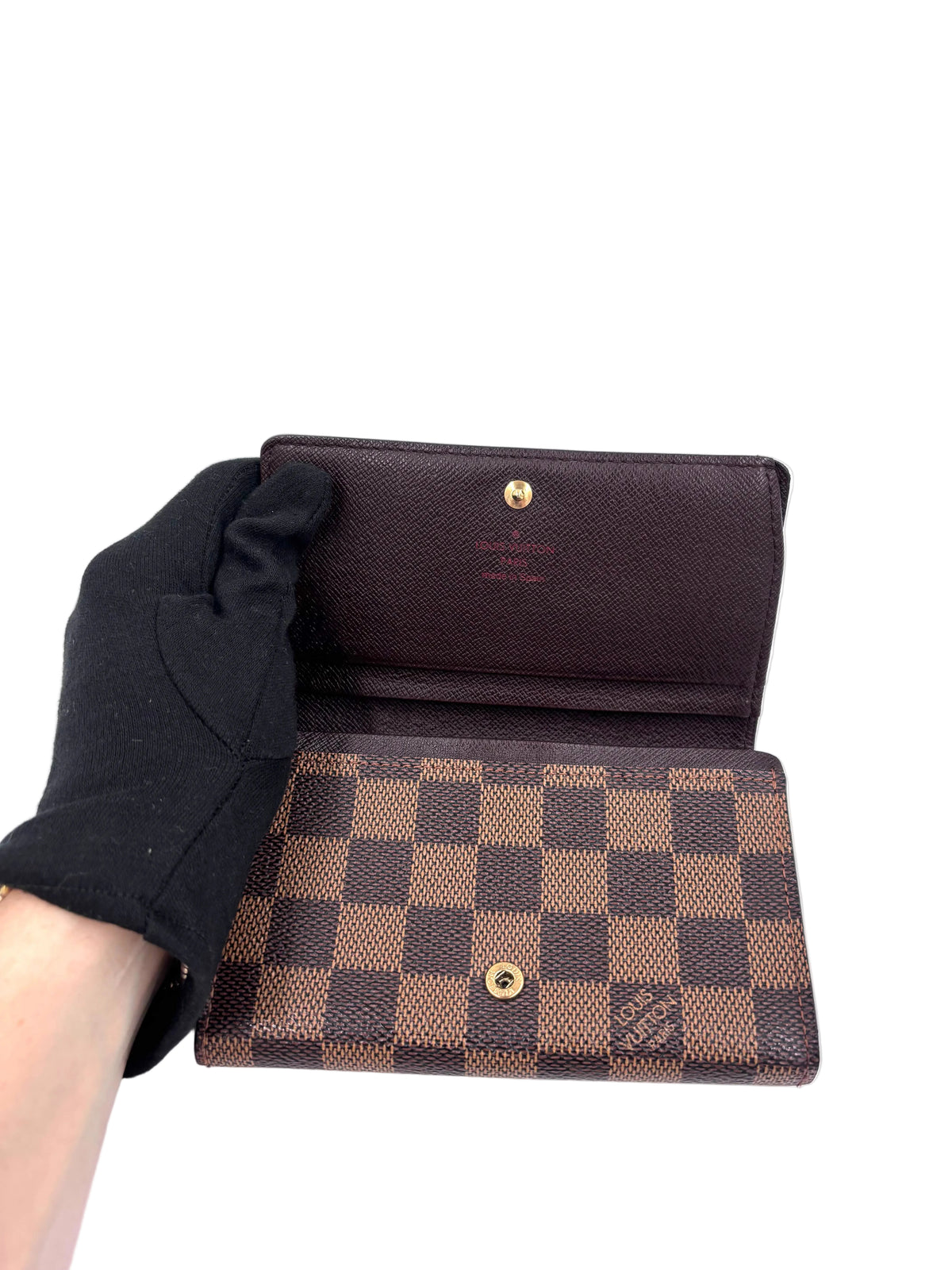 Pre-owned Louis Vuitton Damier Ebene Porte-Monnaie Billets Trésor Wallet