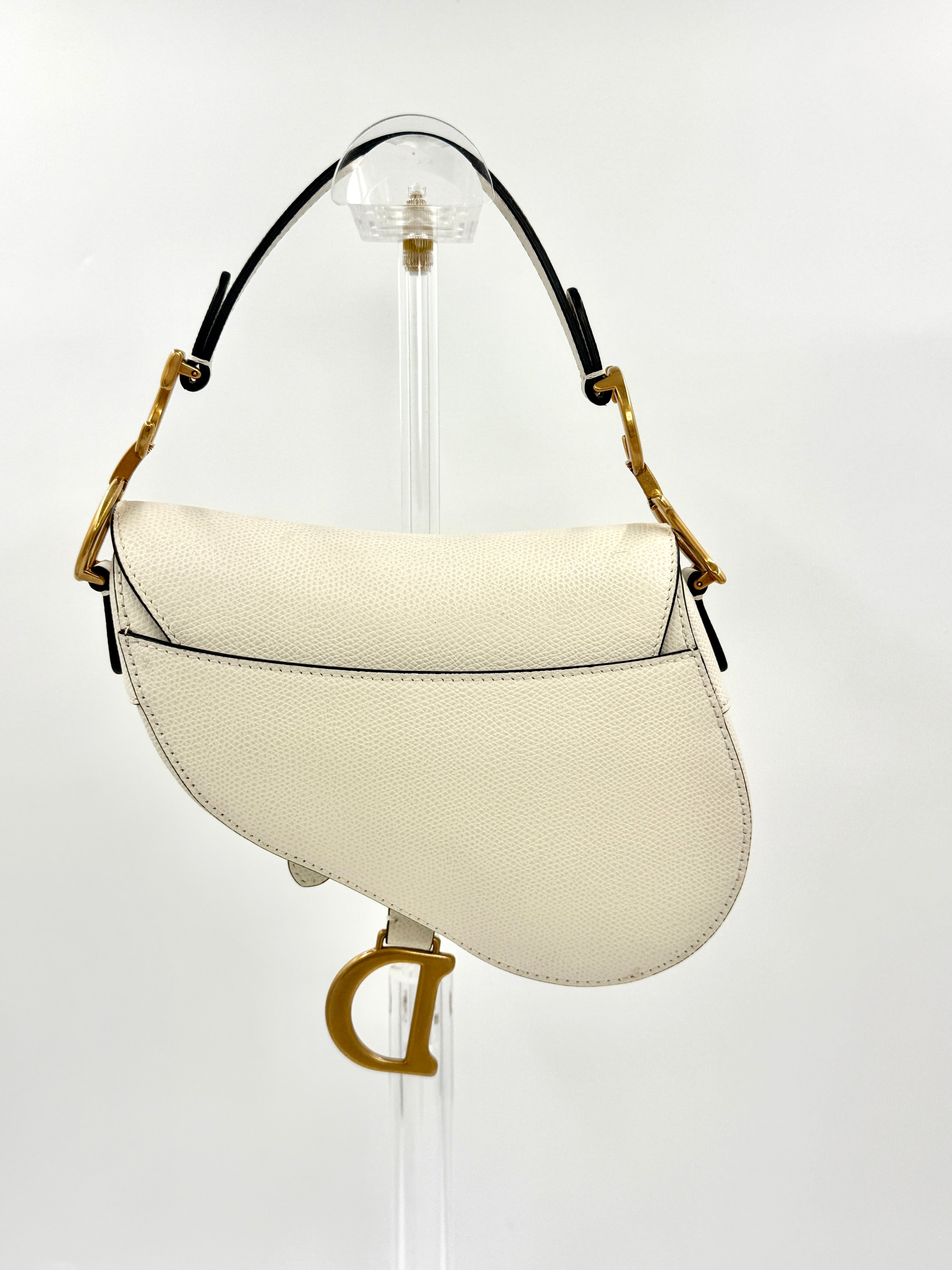 Pre-Owned Christian Dior Mini Saddle Bag - Ivory with Brushed Gold Hardware - Authenticated