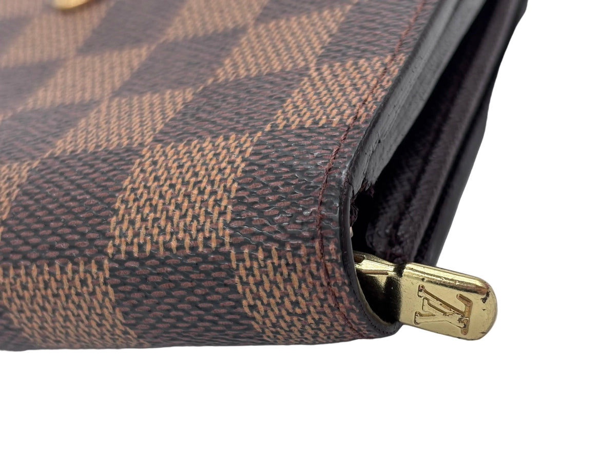 Pre-owned Louis Vuitton Damier Ebene Porte-Monnaie Billets Trésor Wallet