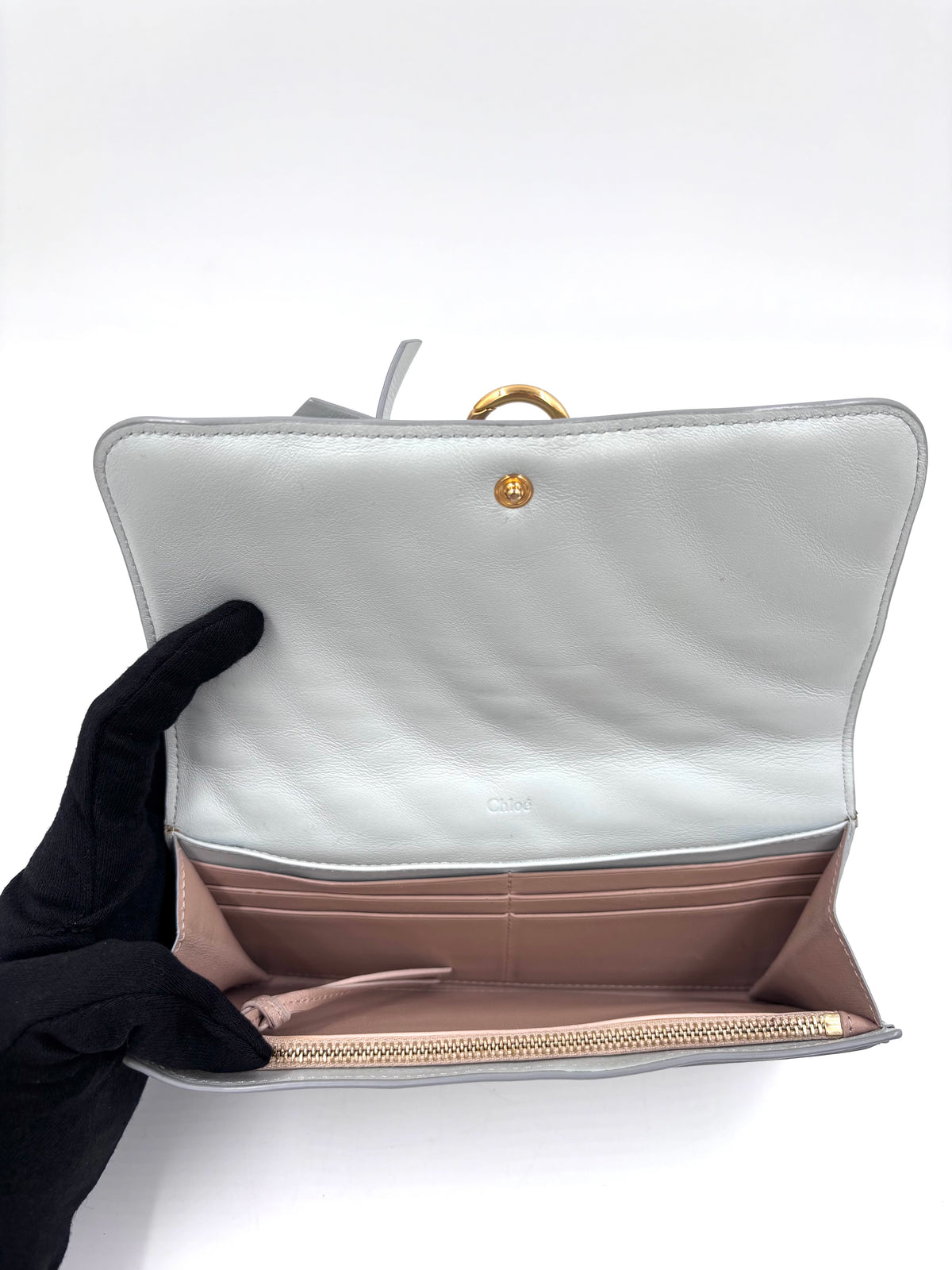 Pre-owned Chloé Alphabet Wallet in Light Blue