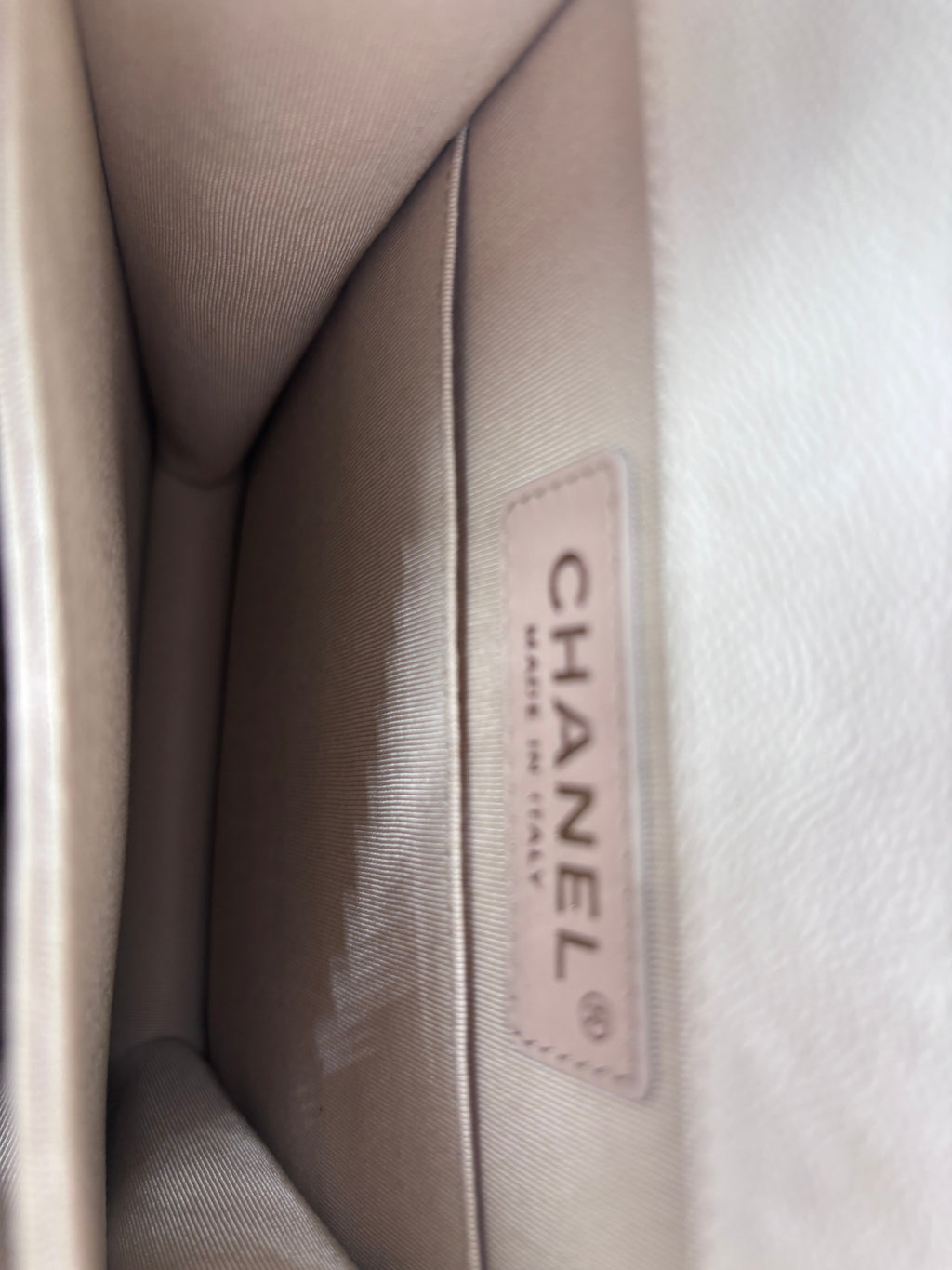 Pre-owned Chanel Ivory Caviar Leather North South Boy Bag Champagne Gold Hardware - Authenticated