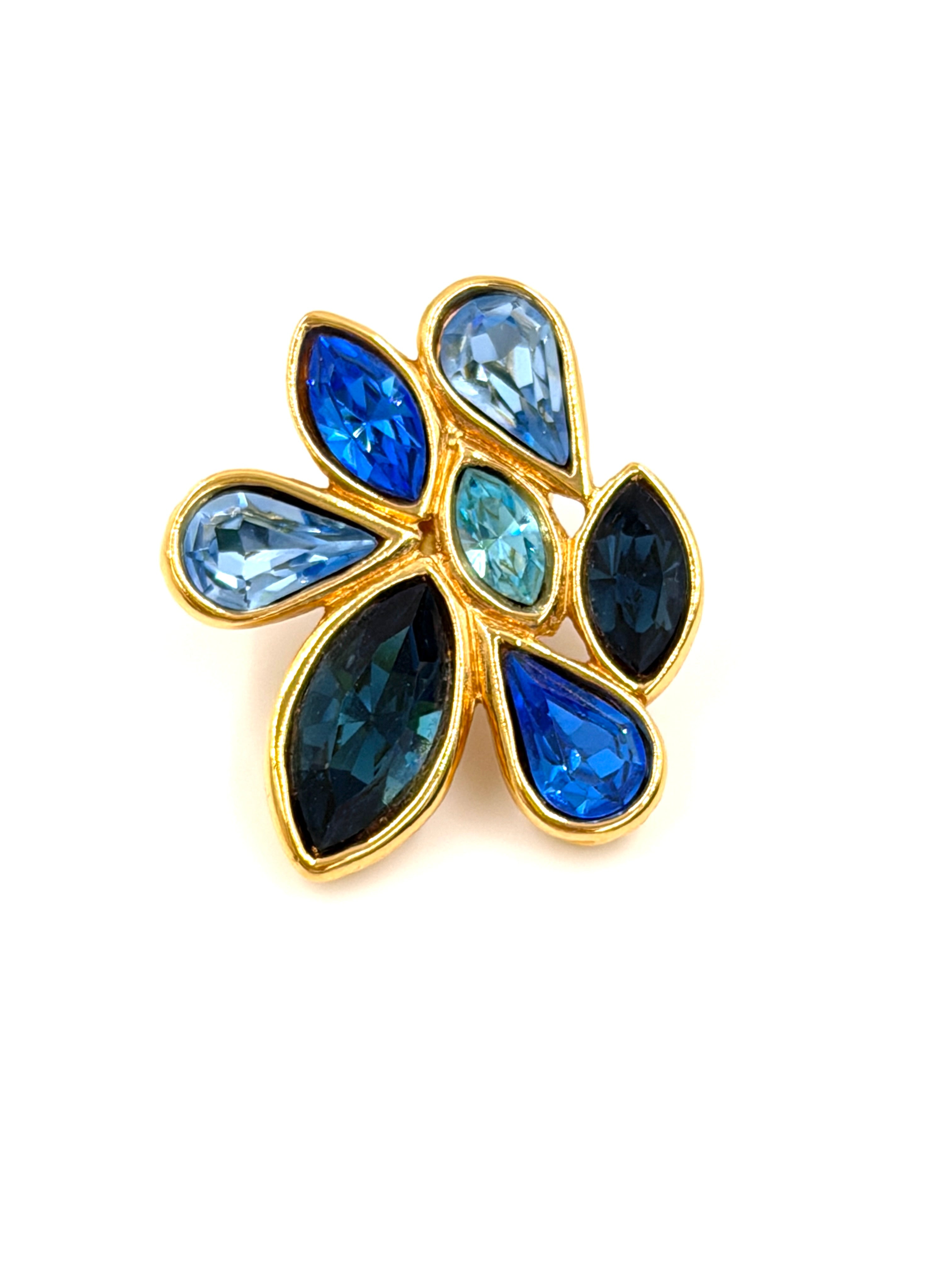 Pre-owned Yves Saint Laurent Rhinestone Badge Brooch - Authenticated
