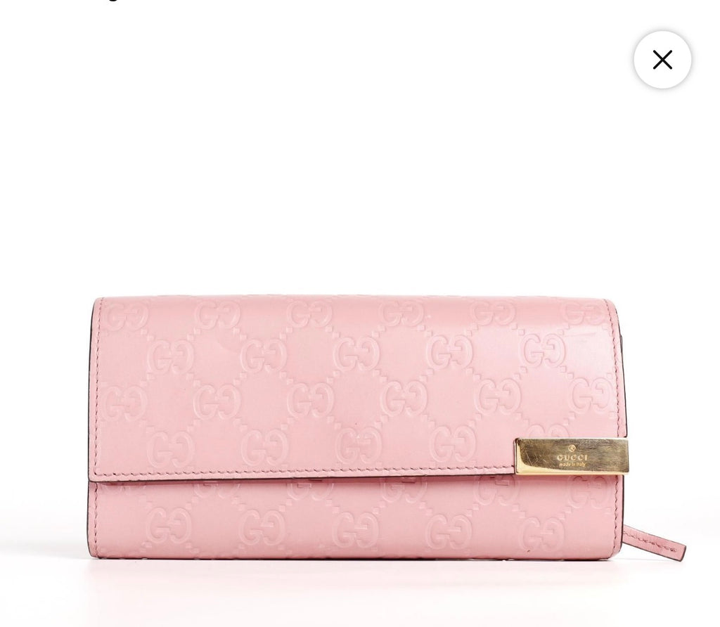 Pre-Owned GUCCI Guccissima Long Wallet Pink Leather/Goldtone - Authenticated