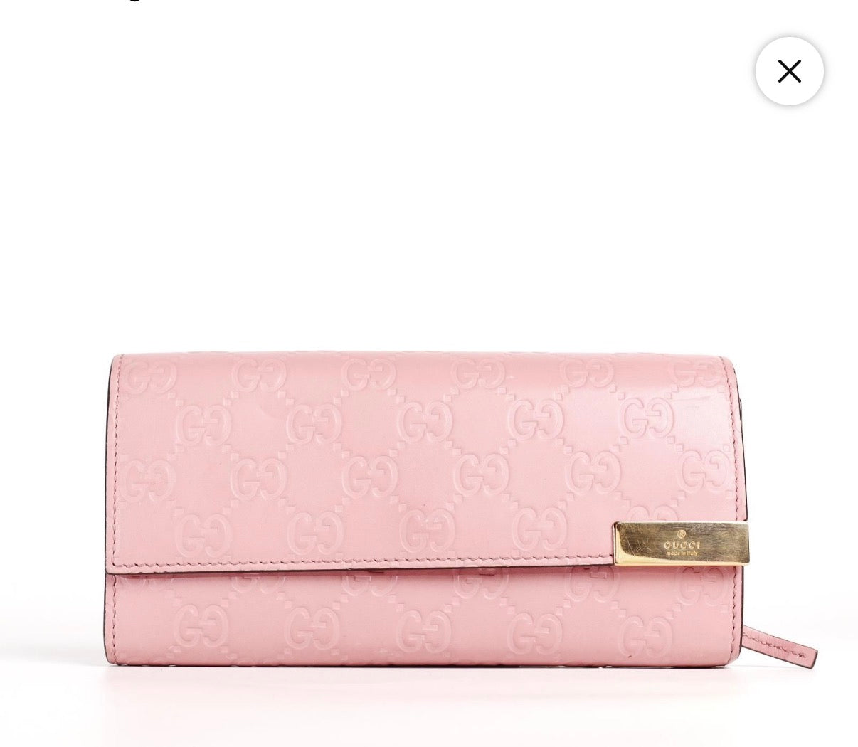 Pre-Owned GUCCI Guccissima Long Wallet Pink Leather/Goldtone - Authenticated