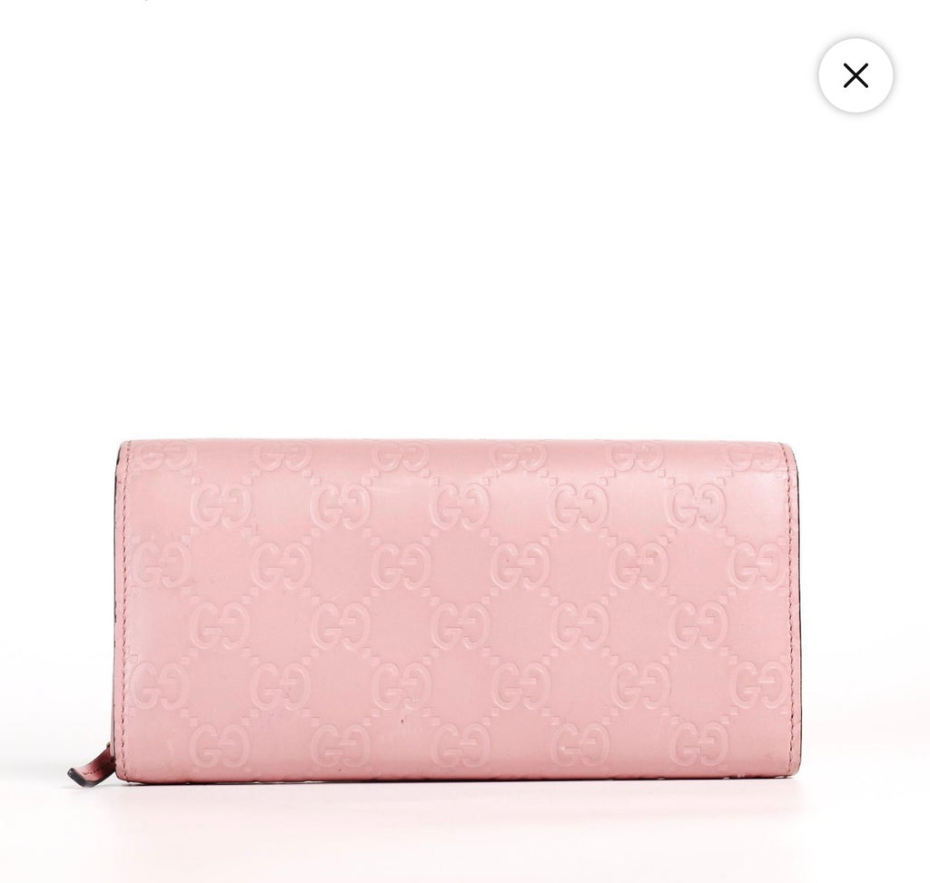 Pre-Owned GUCCI Guccissima Long Wallet Pink Leather/Goldtone - Authenticated