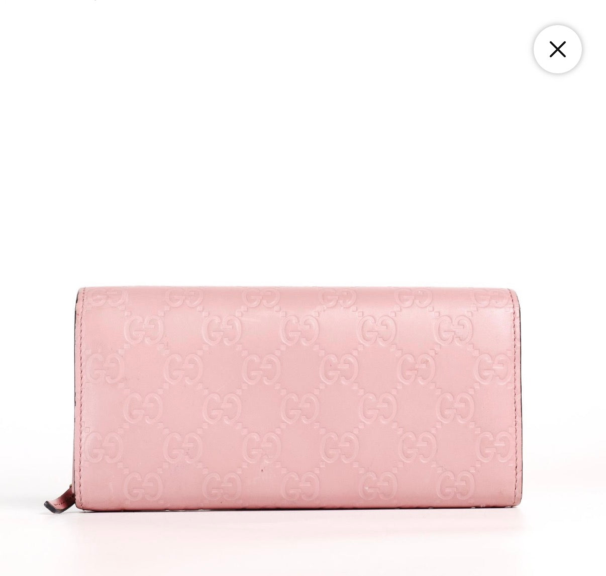 Pre-Owned GUCCI Guccissima Long Wallet Pink Leather/Goldtone - Authenticated