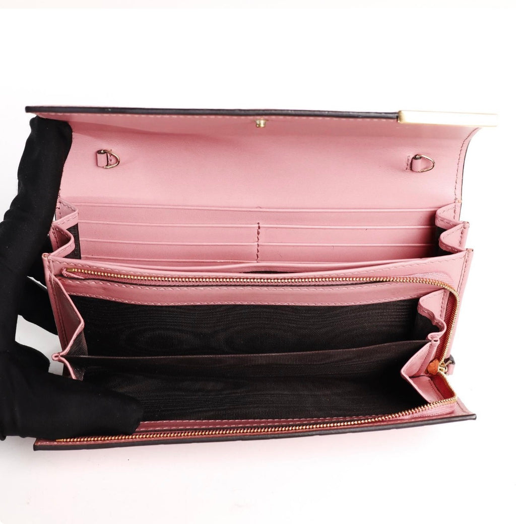 Pre-Owned GUCCI Guccissima Long Wallet Pink Leather/Goldtone - Authenticated