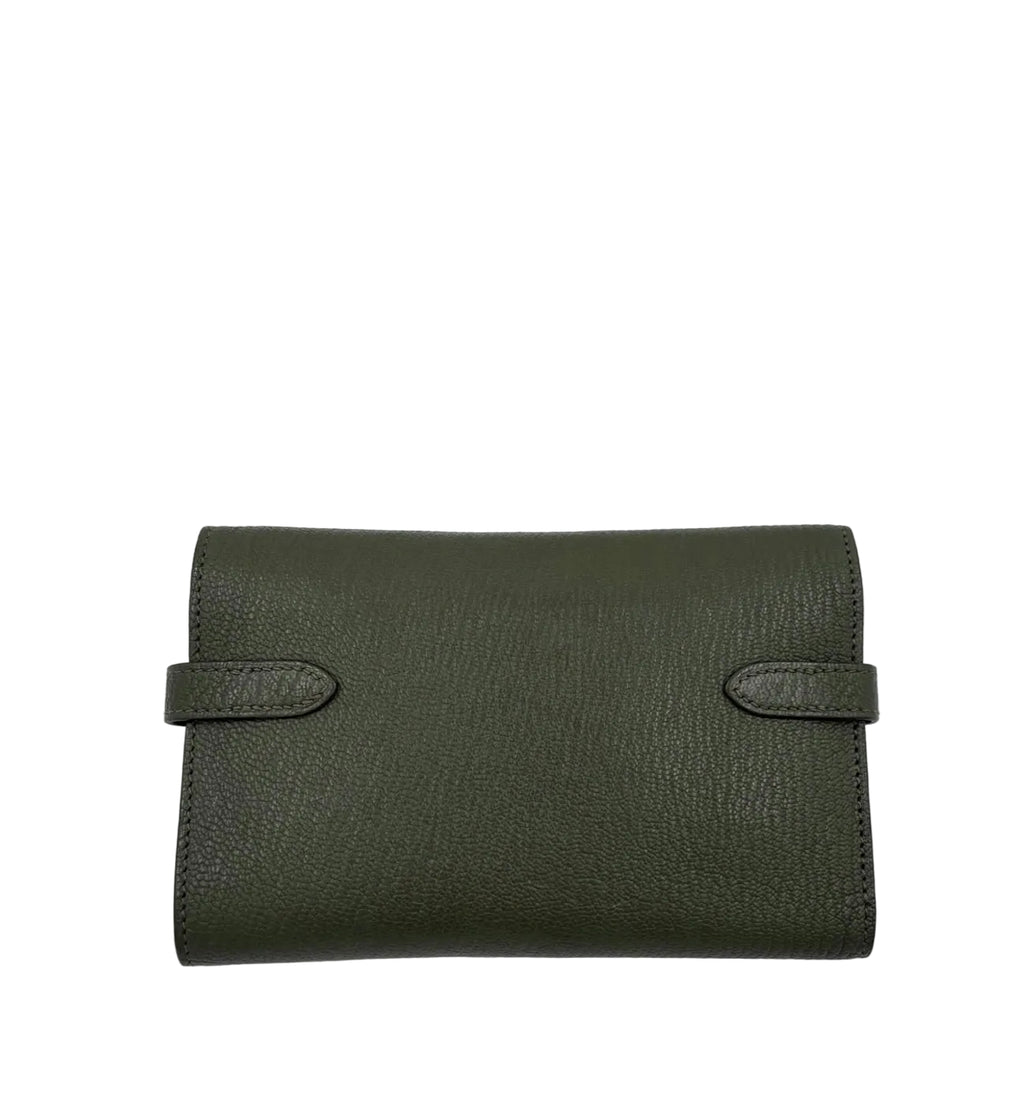 Pre-owned Hermès Kelly Wallet in Olive Green with Sliver Hardware - Authenticated