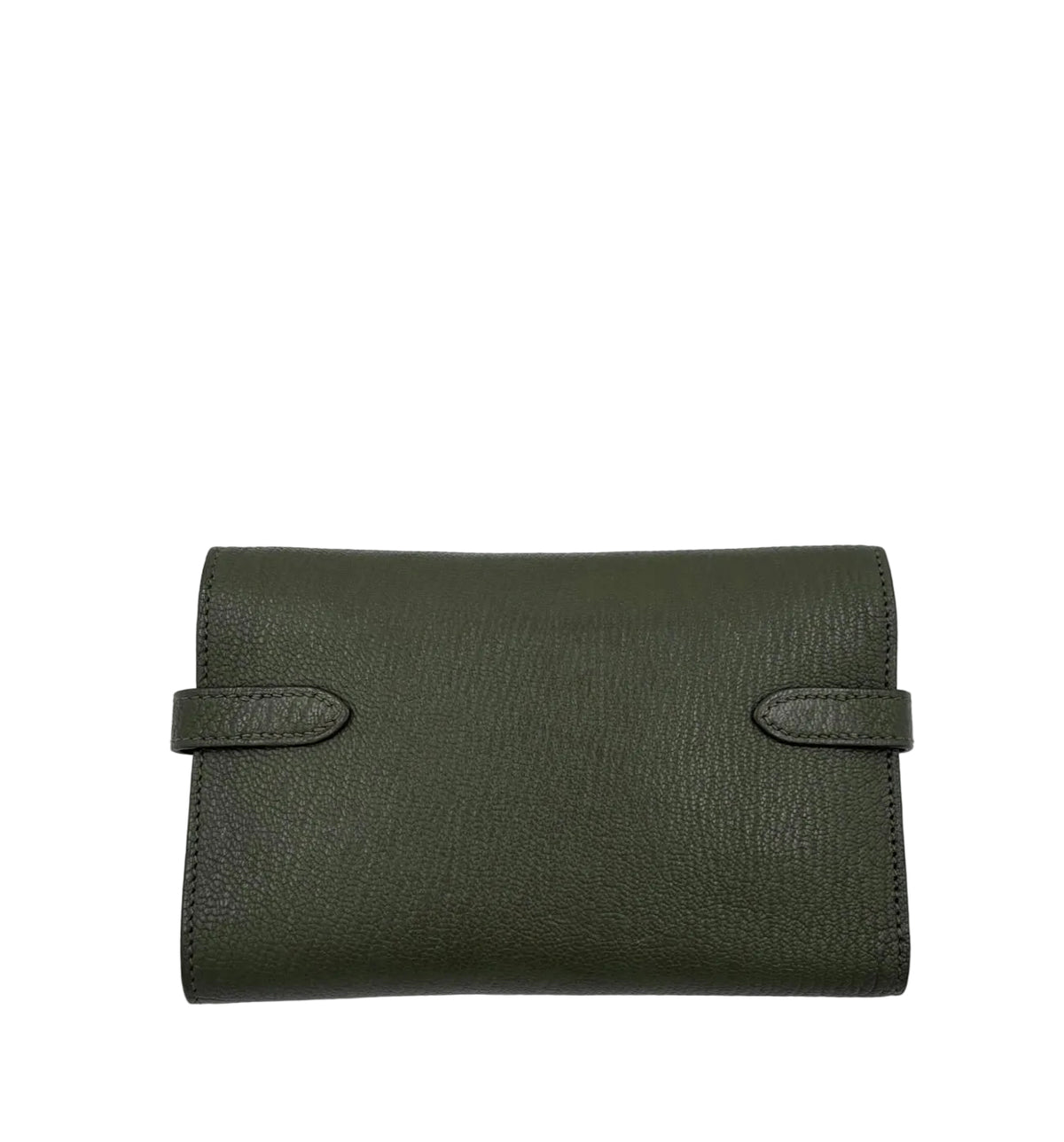 Pre-owned Hermès Kelly Wallet in Olive Green with Sliver Hardware - Authenticated