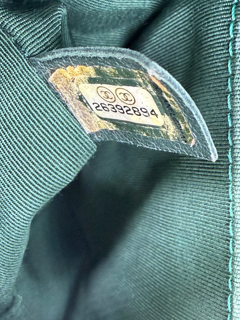 Pre-Owned Chanel Le Boy Bag Medium Green Chevron Caviar - Authenticated