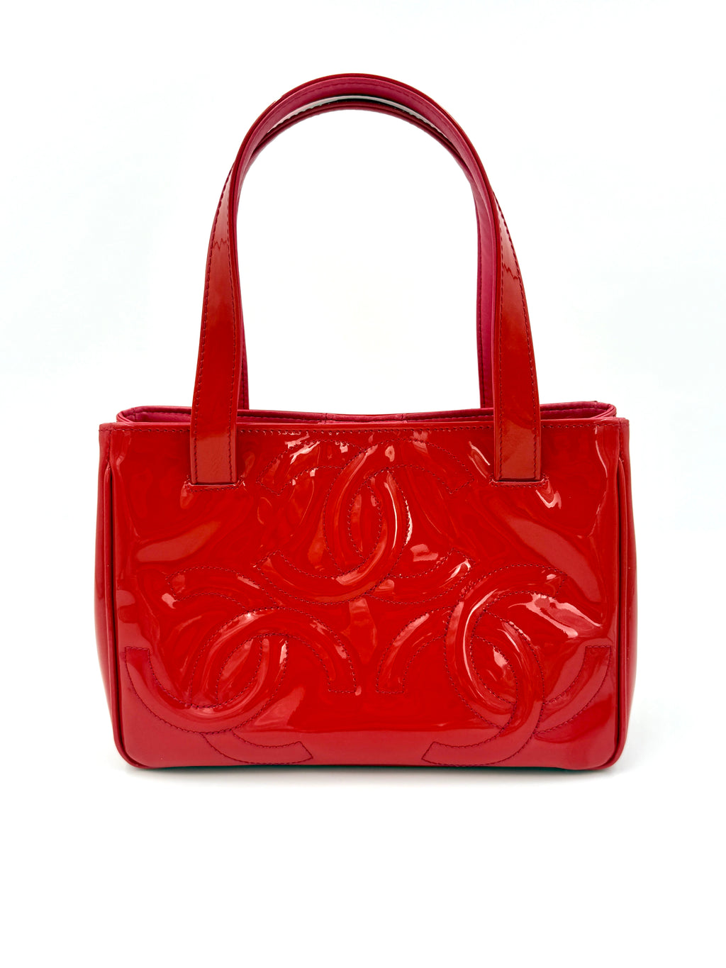 Pre-Owned Chanel Vintage Triple C Red Patent Leather Tote 2004-2005 Collection - Authenticated