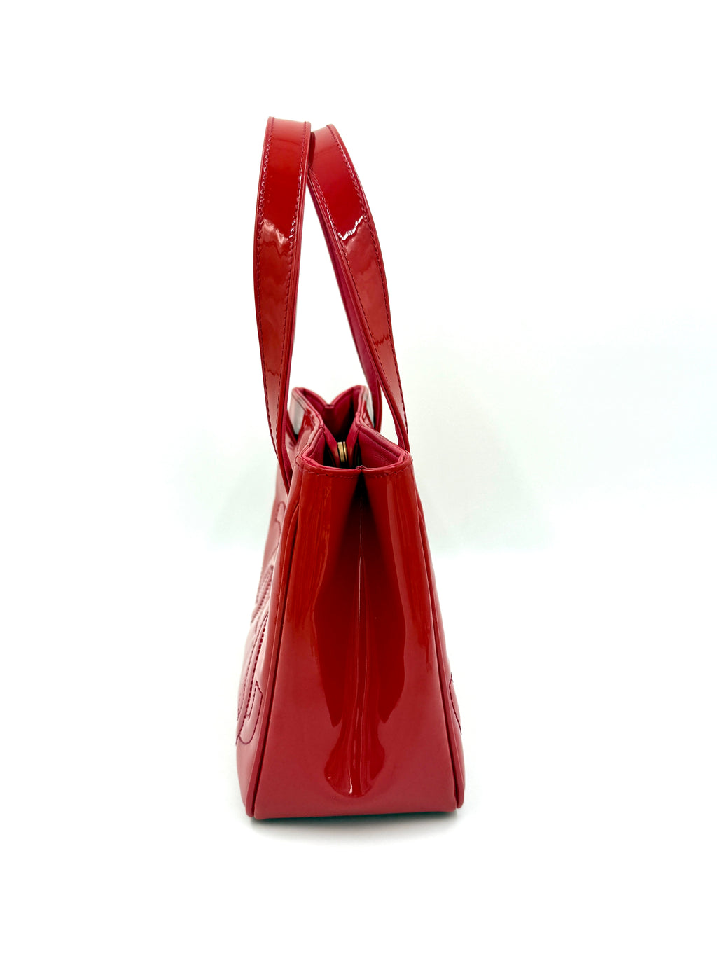 Pre-Owned Chanel Vintage Triple C Red Patent Leather Tote 2004-2005 Collection - Authenticated