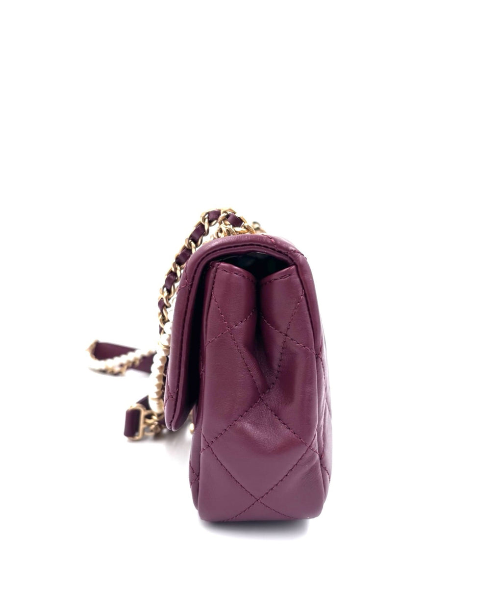 Pre-owned Chanel Burgundy Quilted Lambskin Flap Bag - Authenticated