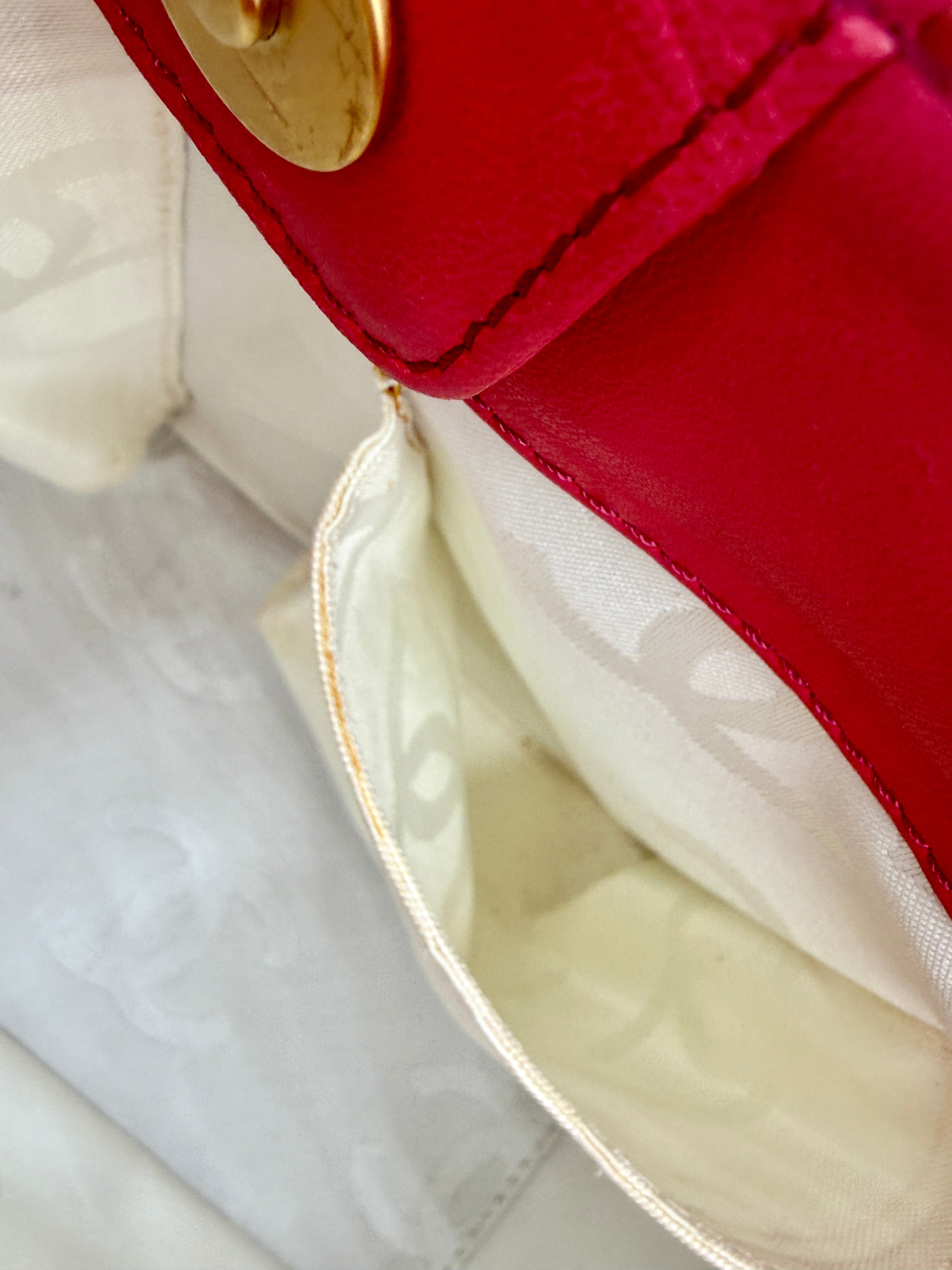 Pre-Owned Chanel Vintage Triple C Red Patent Leather Tote 2004-2005 Collection - Authenticated
