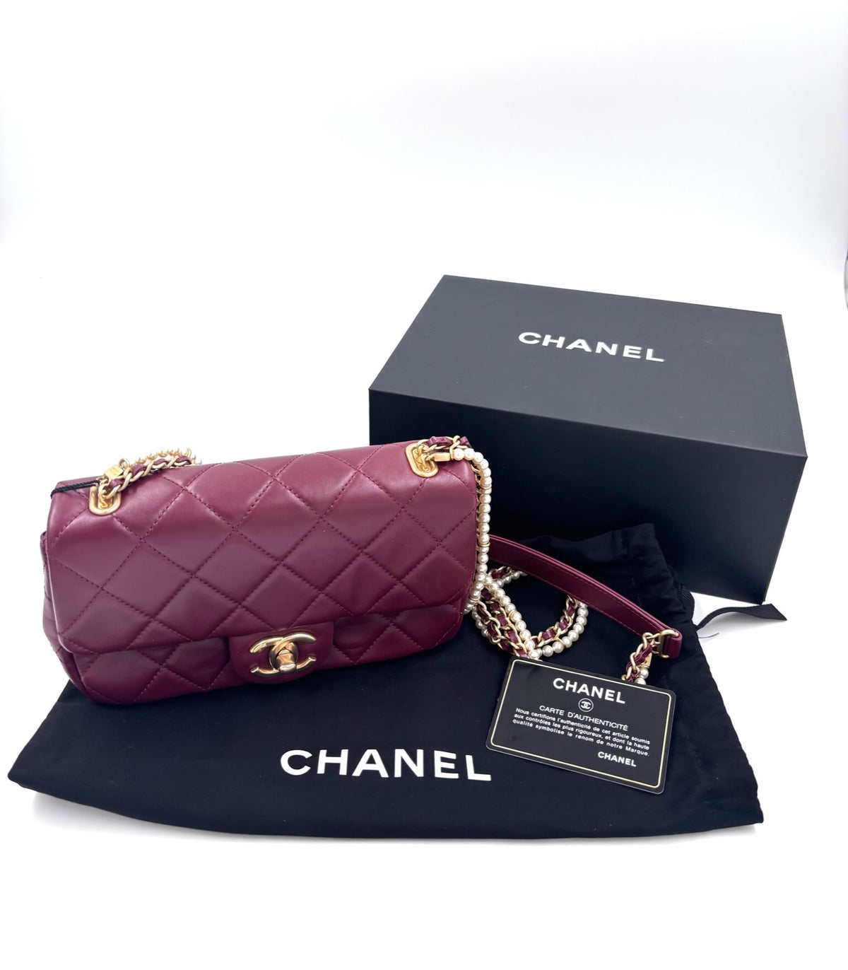 Pre-owned Chanel Burgundy Quilted Lambskin Flap Bag - Authenticated