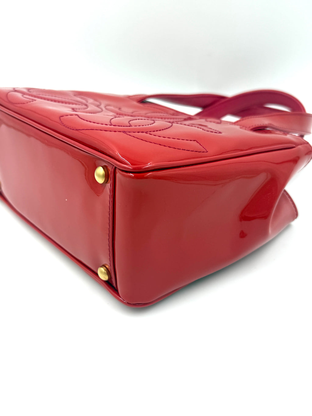 Pre-Owned Chanel Vintage Triple C Red Patent Leather Tote 2004-2005 Collection - Authenticated