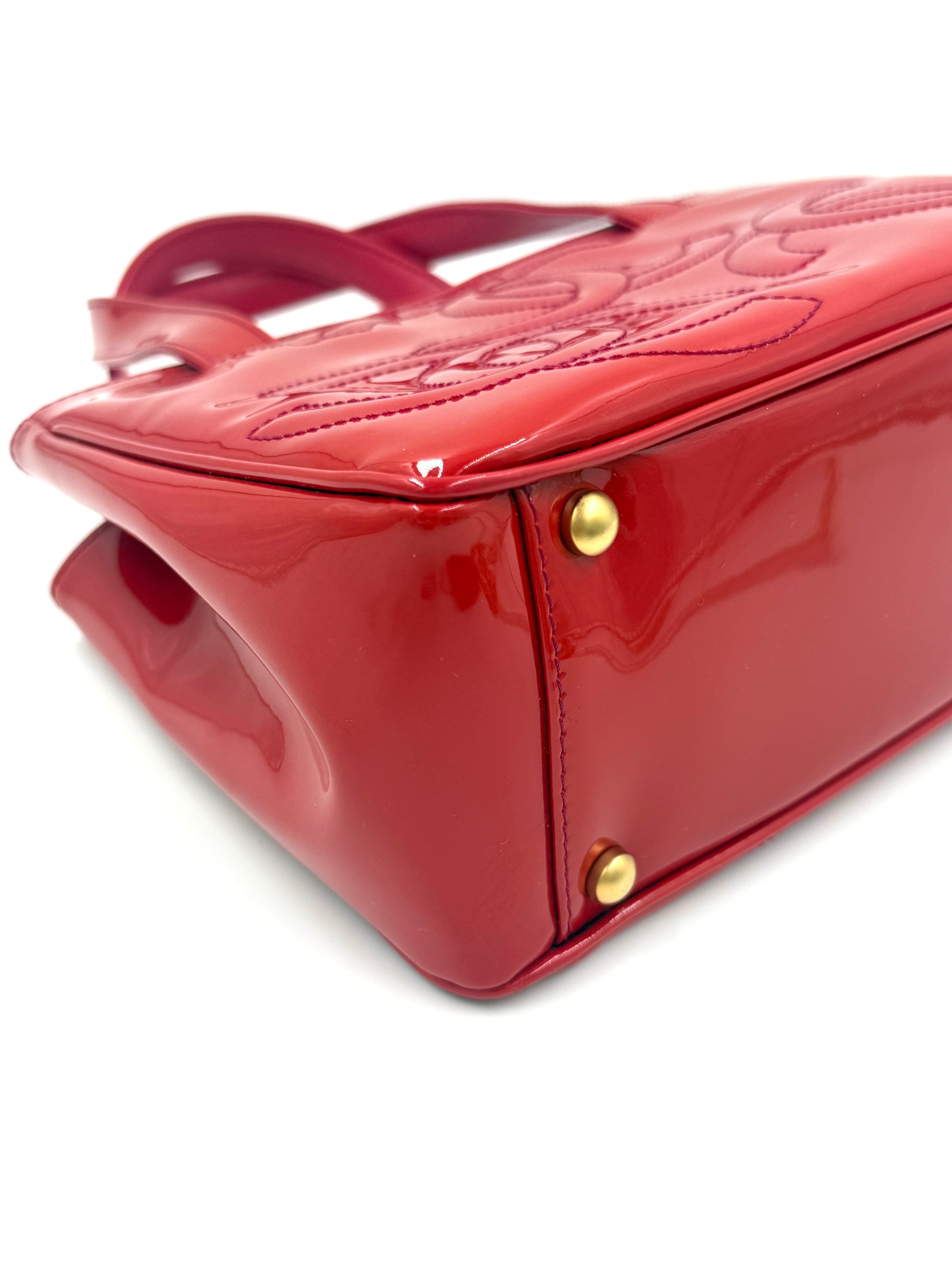 Pre-Owned Chanel Vintage Triple C Red Patent Leather Tote 2004-2005 Collection - Authenticated