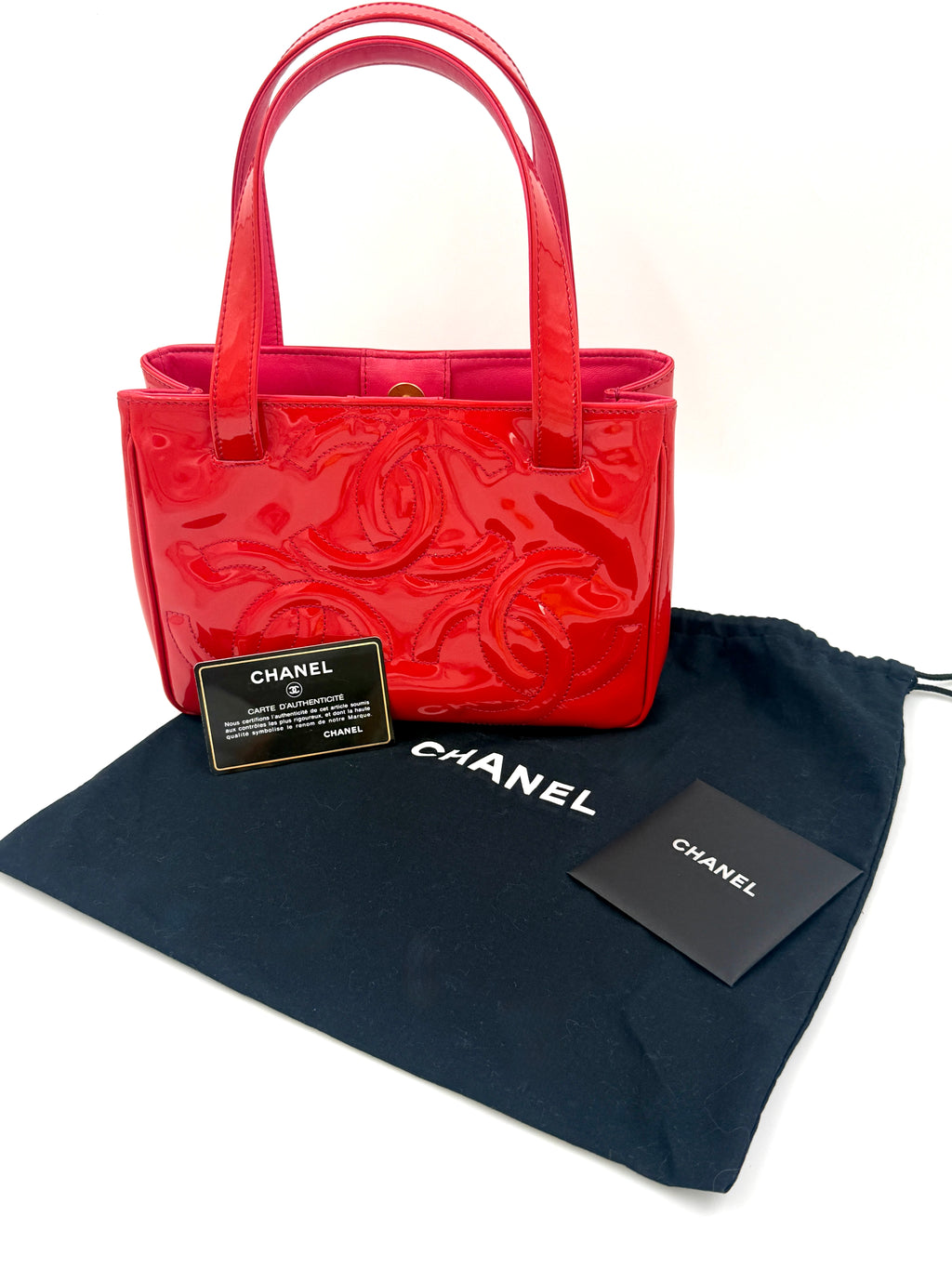 Pre-Owned Chanel Vintage Triple C Red Patent Leather Tote 2004-2005 Collection - Authenticated
