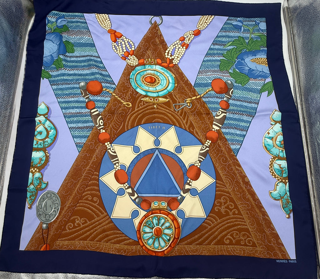 Pre-Owned Hermès Caty Latham "Tibet II" Silk Scarf 1999