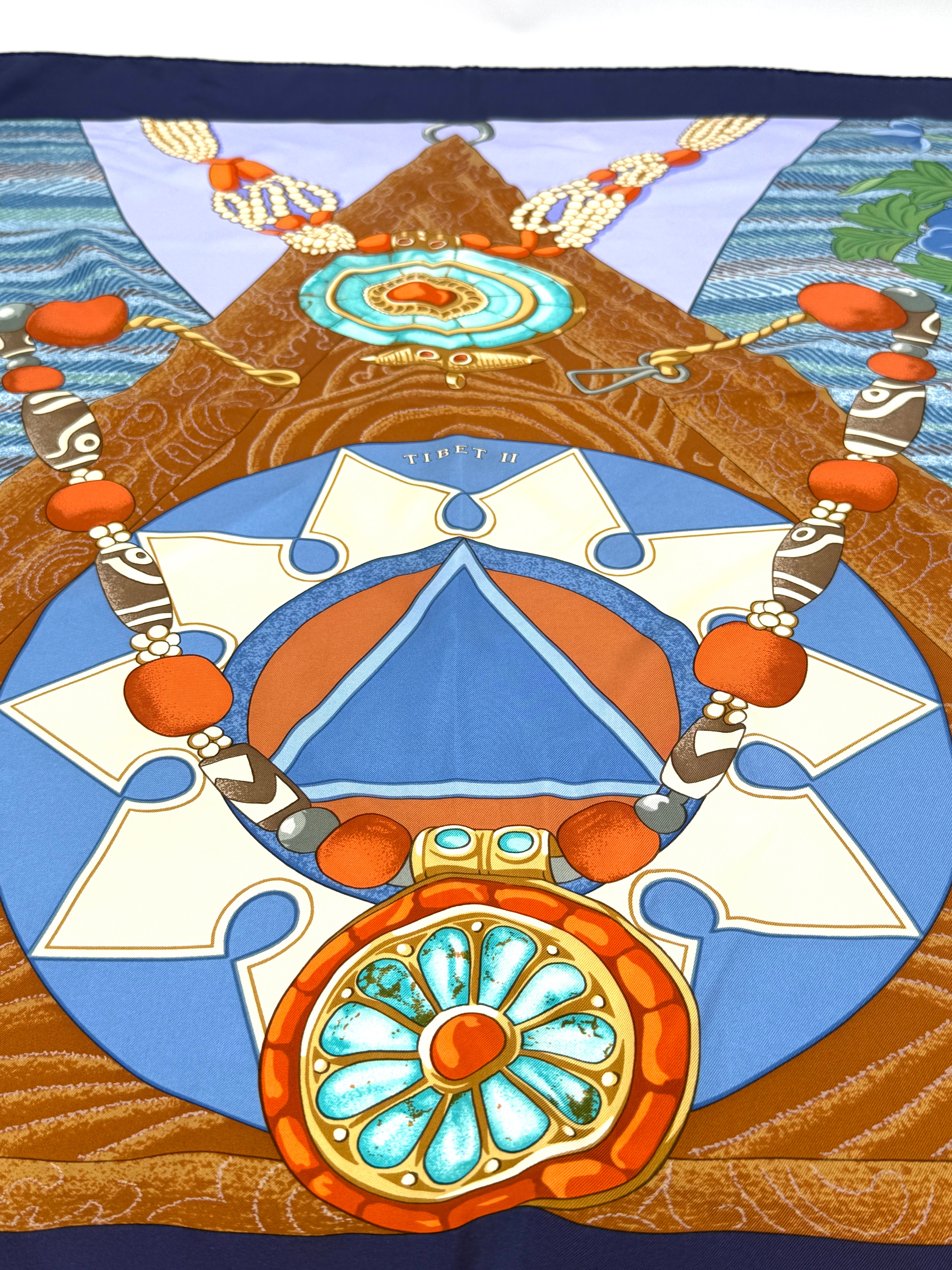 Pre-Owned Hermès Caty Latham "Tibet II" Silk Scarf 1999