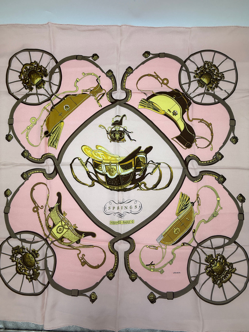 Pre-Owned Hermès Philippe Ledoux "Springs" Vintage Silk Scarf 1974