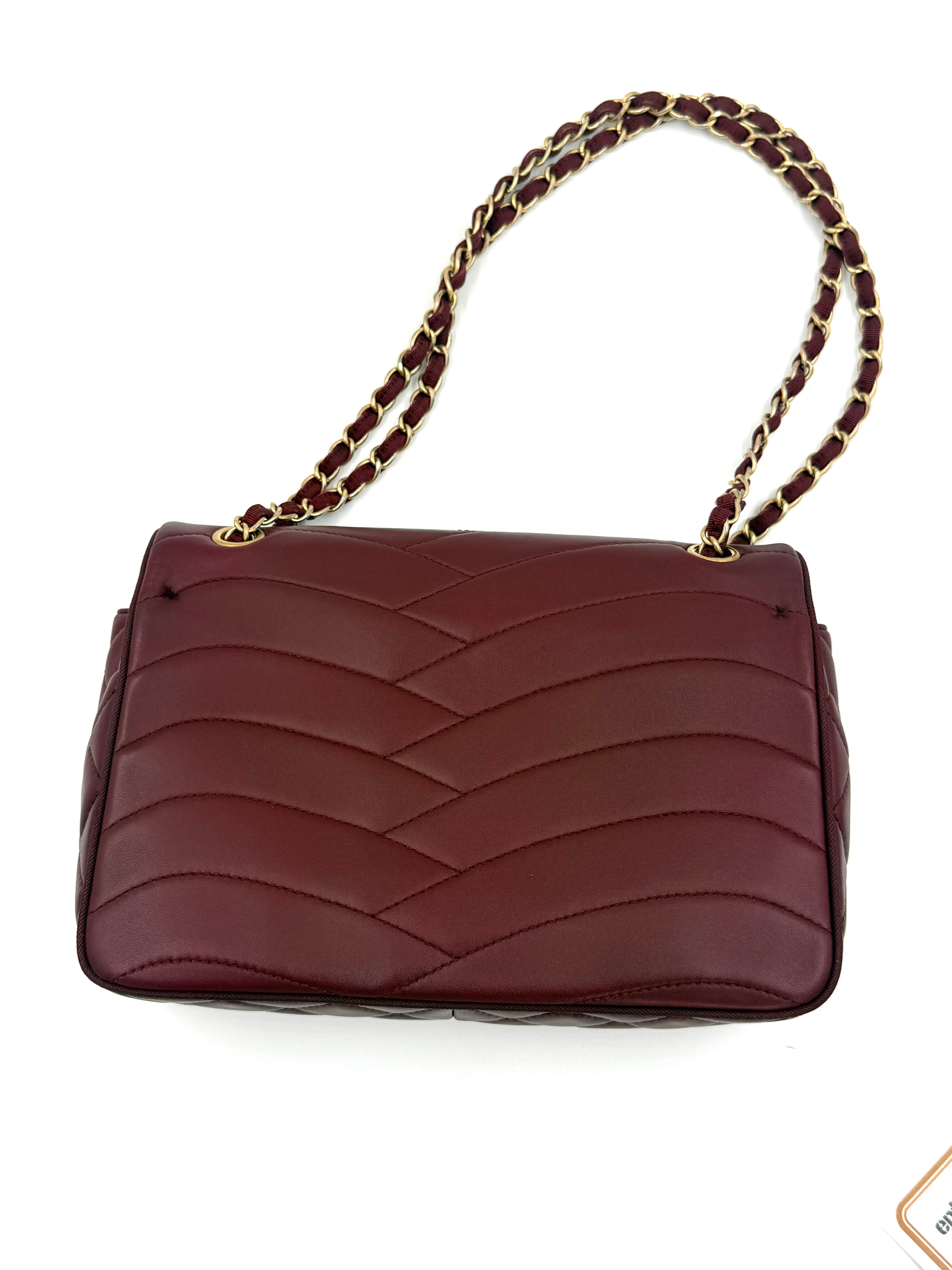Pre-owned Chanel Burgundy Paris-Seoul Pagoda Flap Bag with Gold Hardware - Authenticated