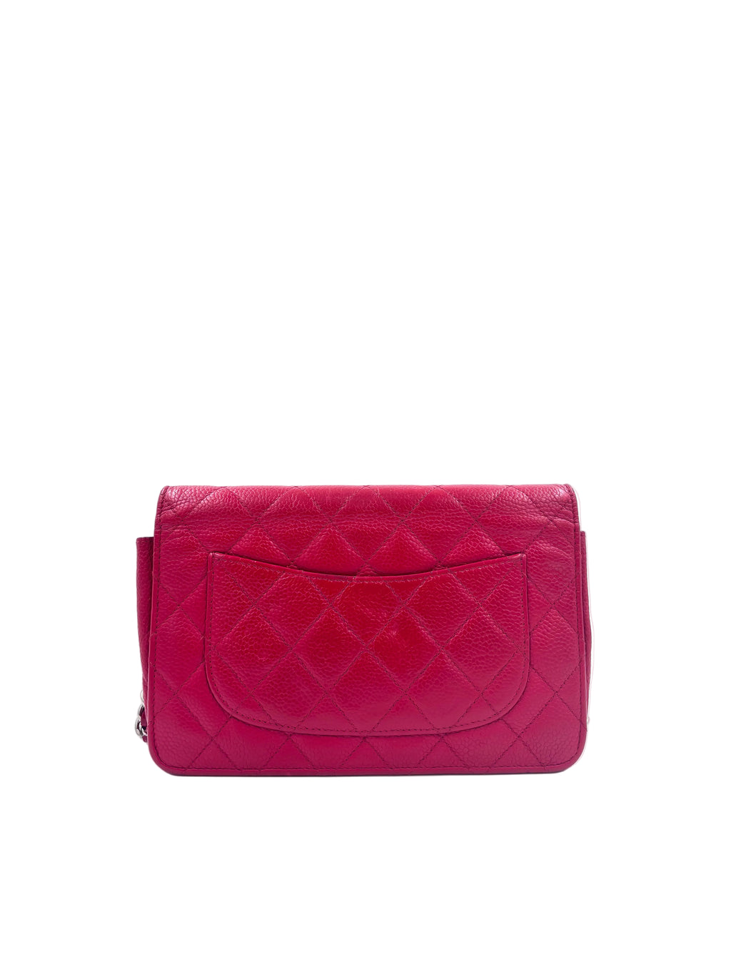 Pre-Owned Chanel Classic Wallet On Chain (WOC) Red Quilted Caviar Leather - Authenticated