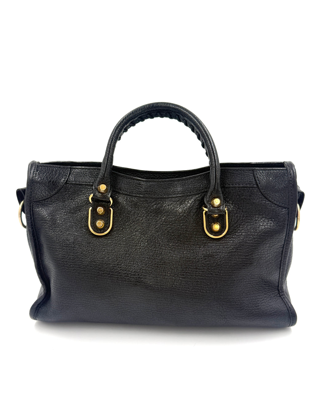 Pre-Owned Balenciaga Black Agneau Gold Metallic Edge Classic City Bag Small - Authenticated