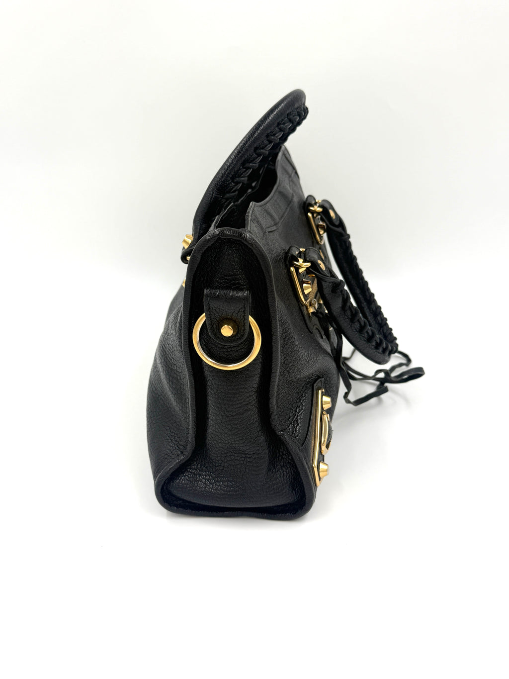 Pre-Owned Balenciaga Black Agneau Gold Metallic Edge Classic City Bag Small - Authenticated