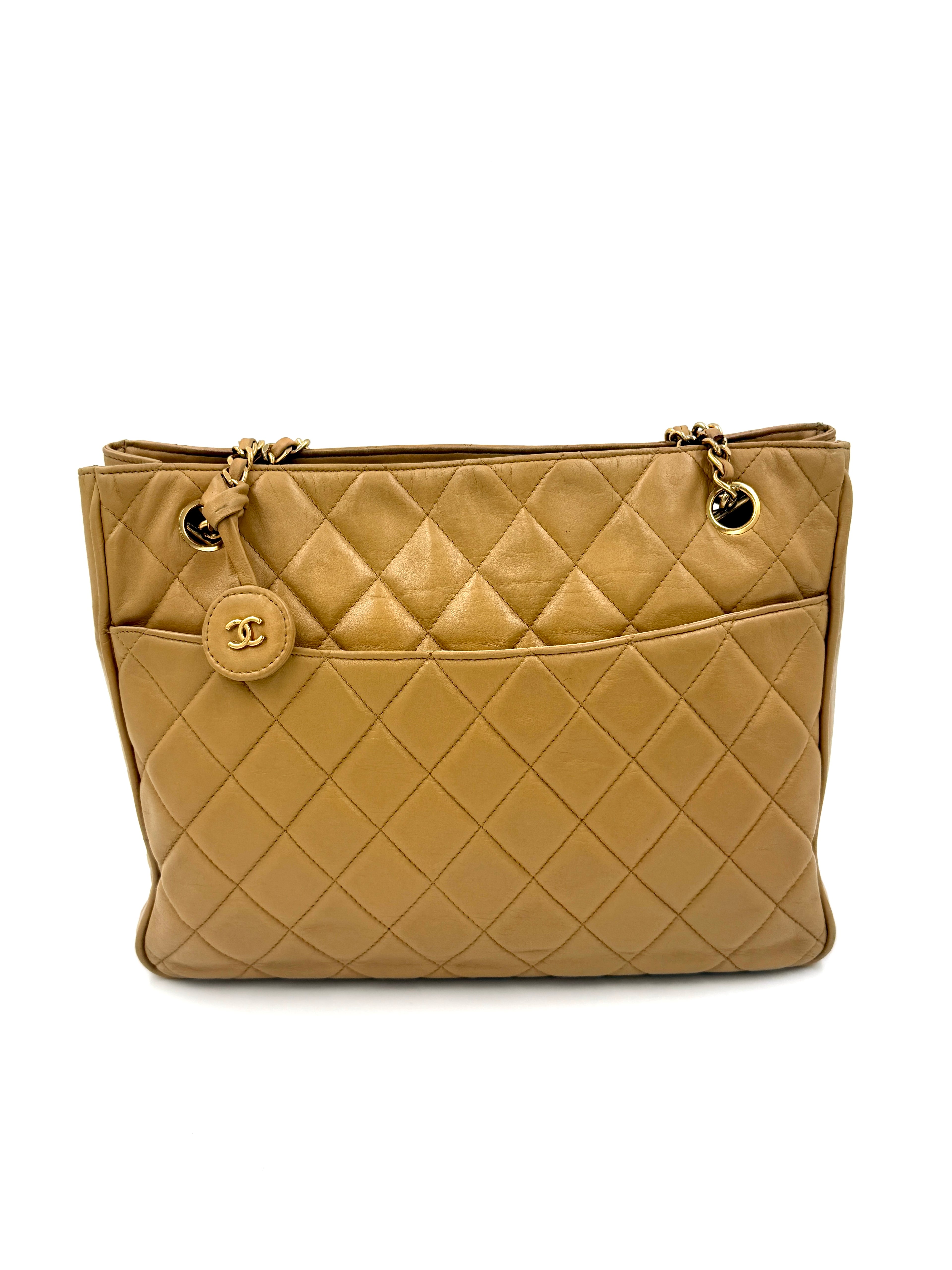 Pre-Owned Chanel Vintage Beige Matelasse Shopper with Gold Hardware - Authenticated