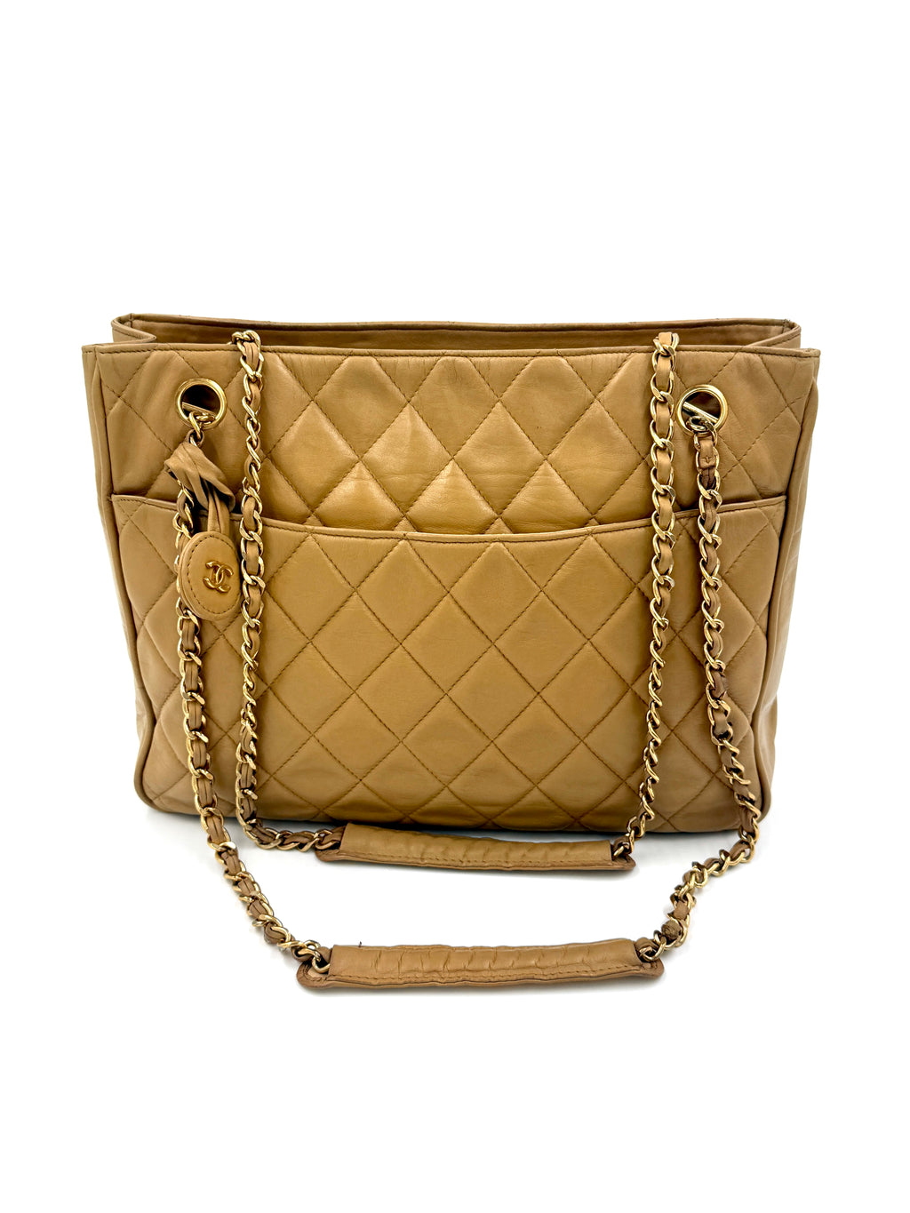 Pre-Owned Chanel Vintage Beige Matelasse Shopper with Gold Hardware - Authenticated