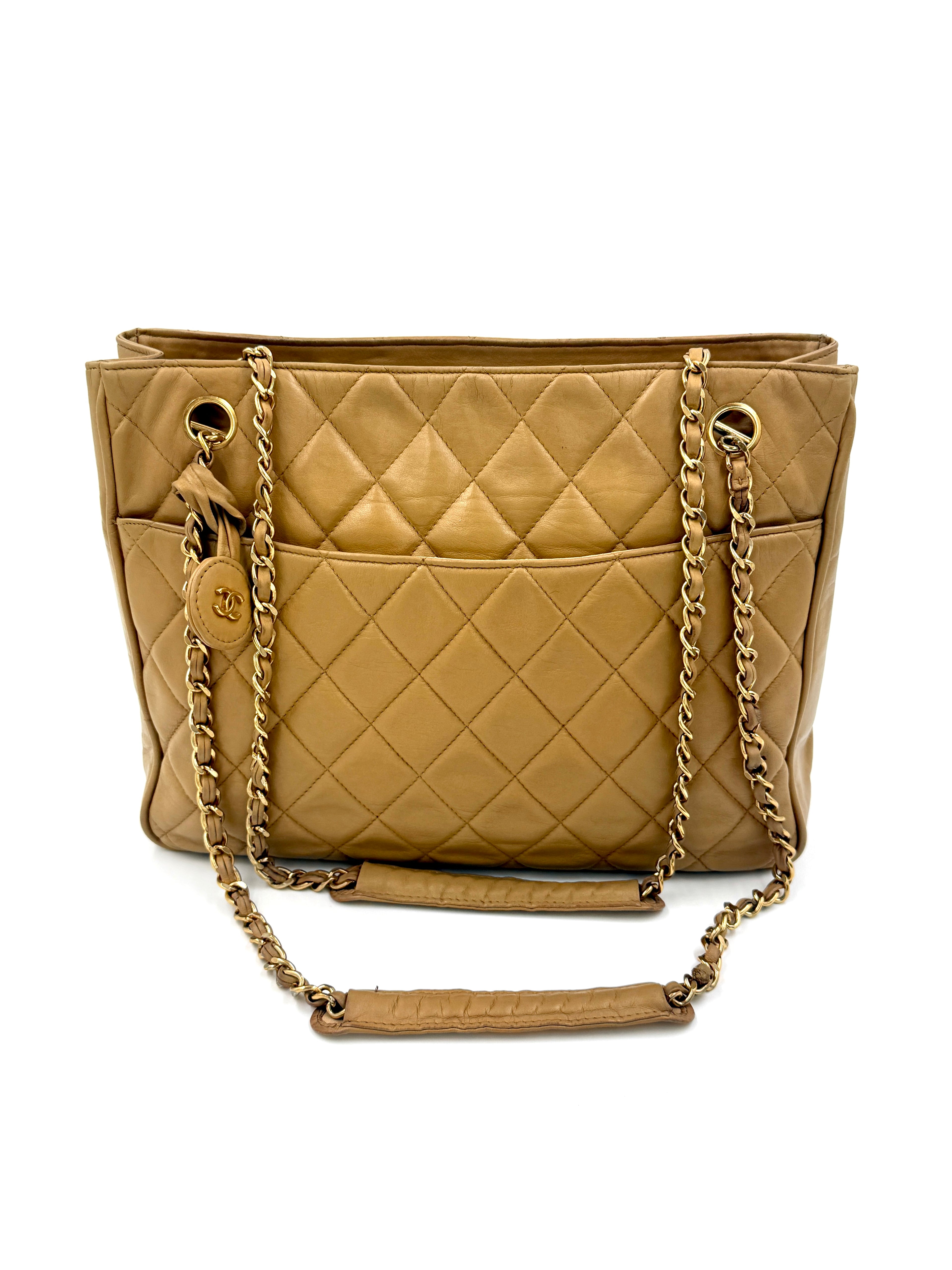 Pre-Owned Chanel Vintage Beige Matelasse Shopper with Gold Hardware - Authenticated